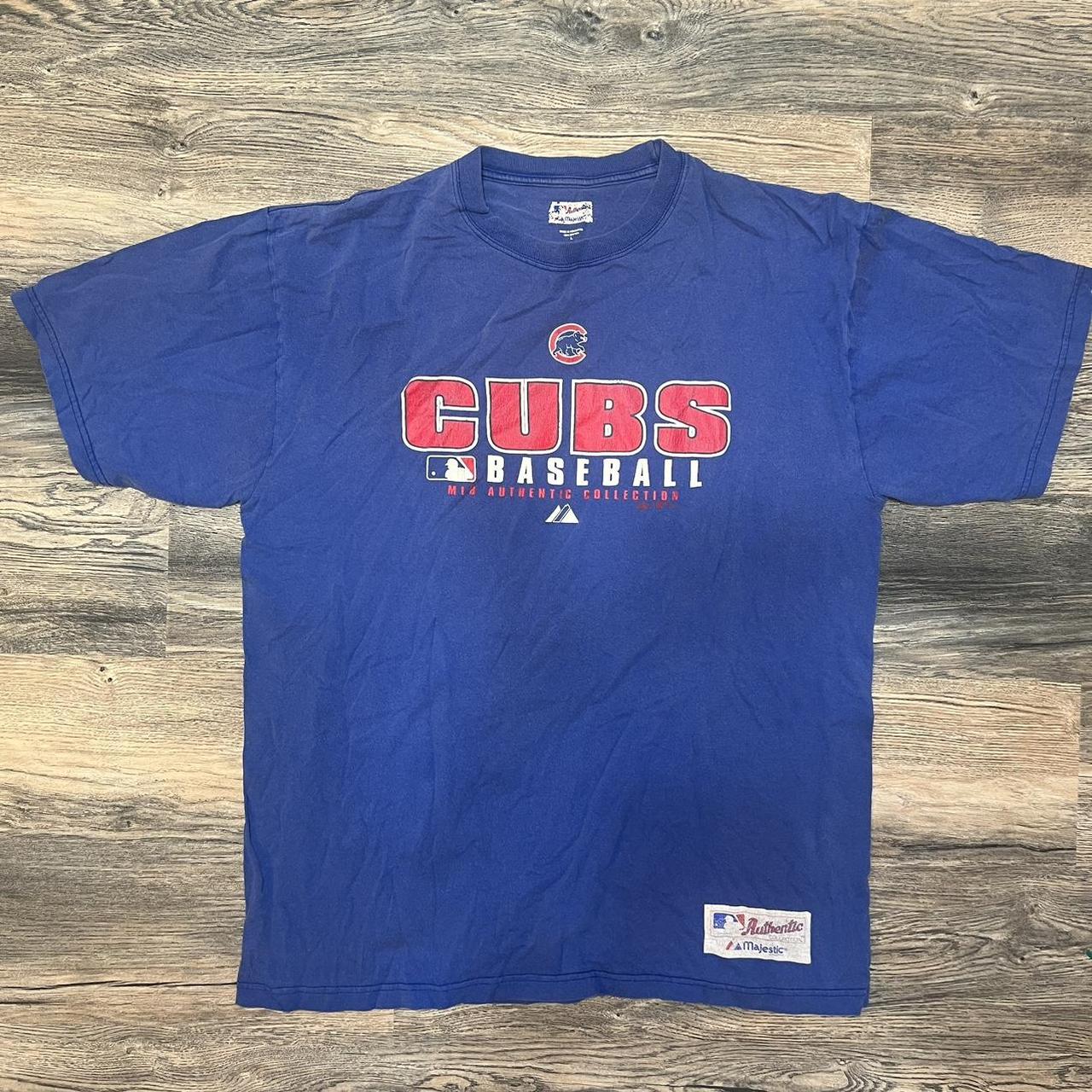 y2k Chicago Cubs Polo Shirt tagged as a medium, - Depop