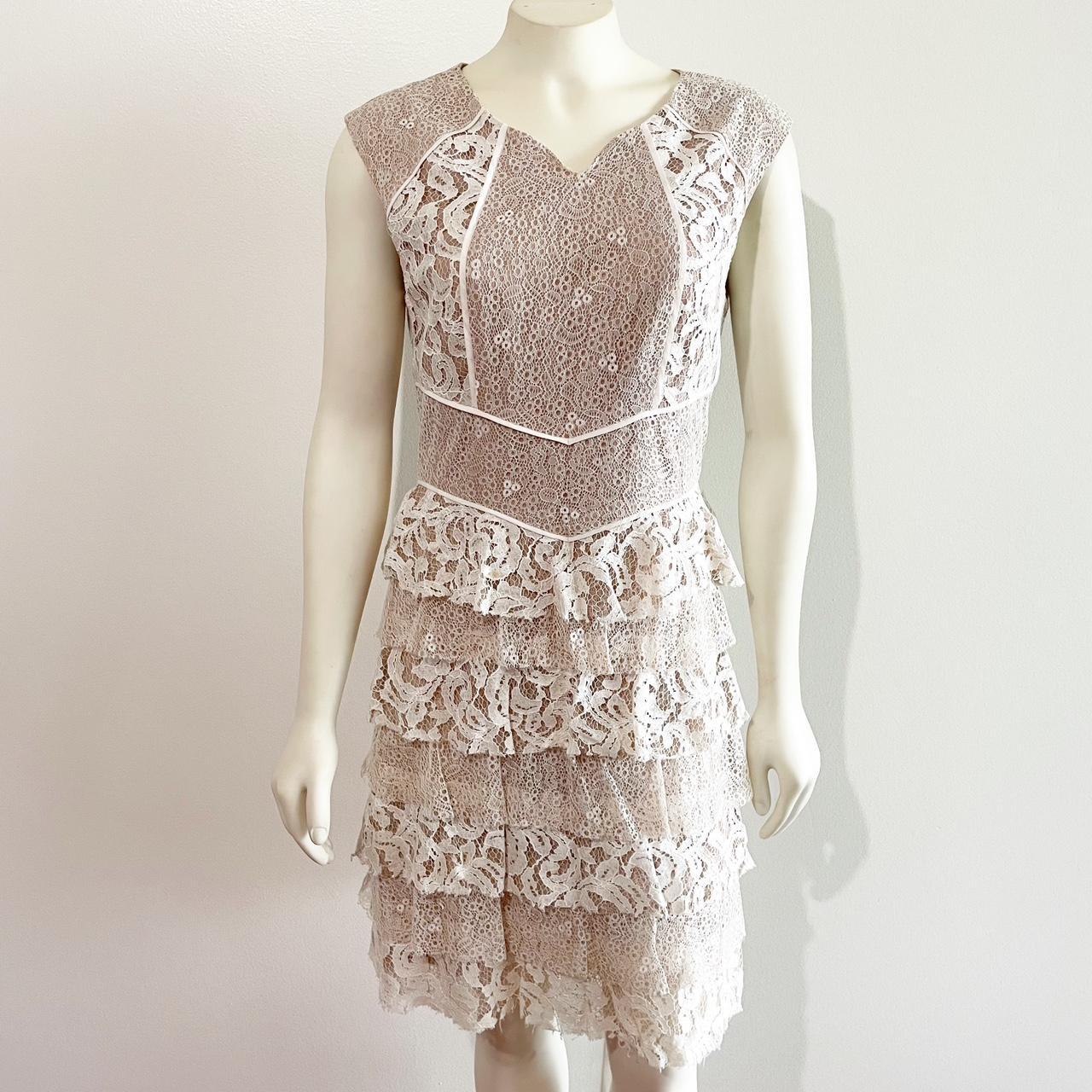 BCBGMaxAzria Dress Kayla Tiered Lace Blocked Mini Depop