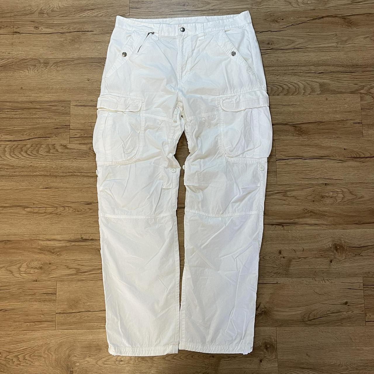 Armani Exchange white cargo pants super sick button Depop