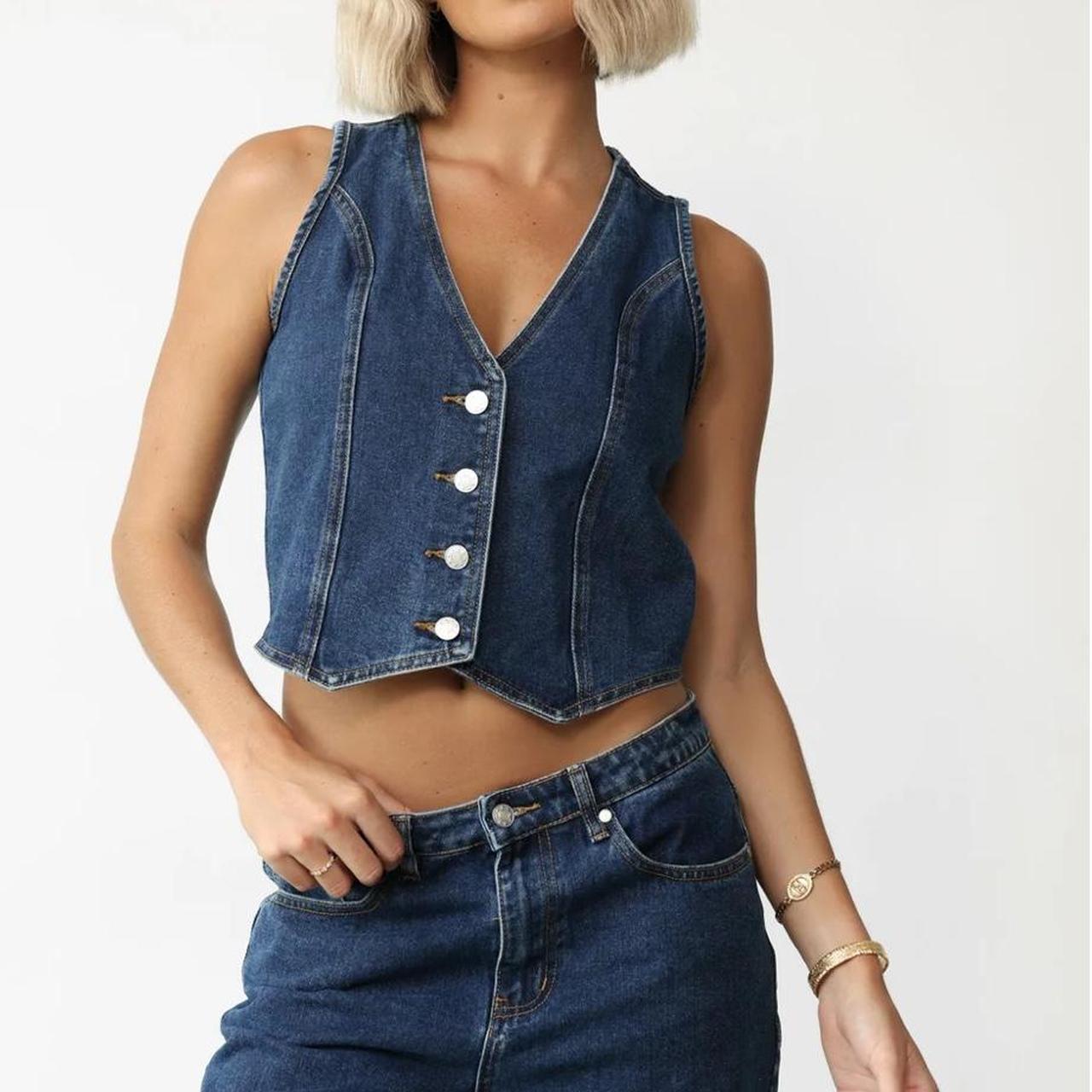 Charcoal clothing Alli dark denim vest! US size 8.... - Depop