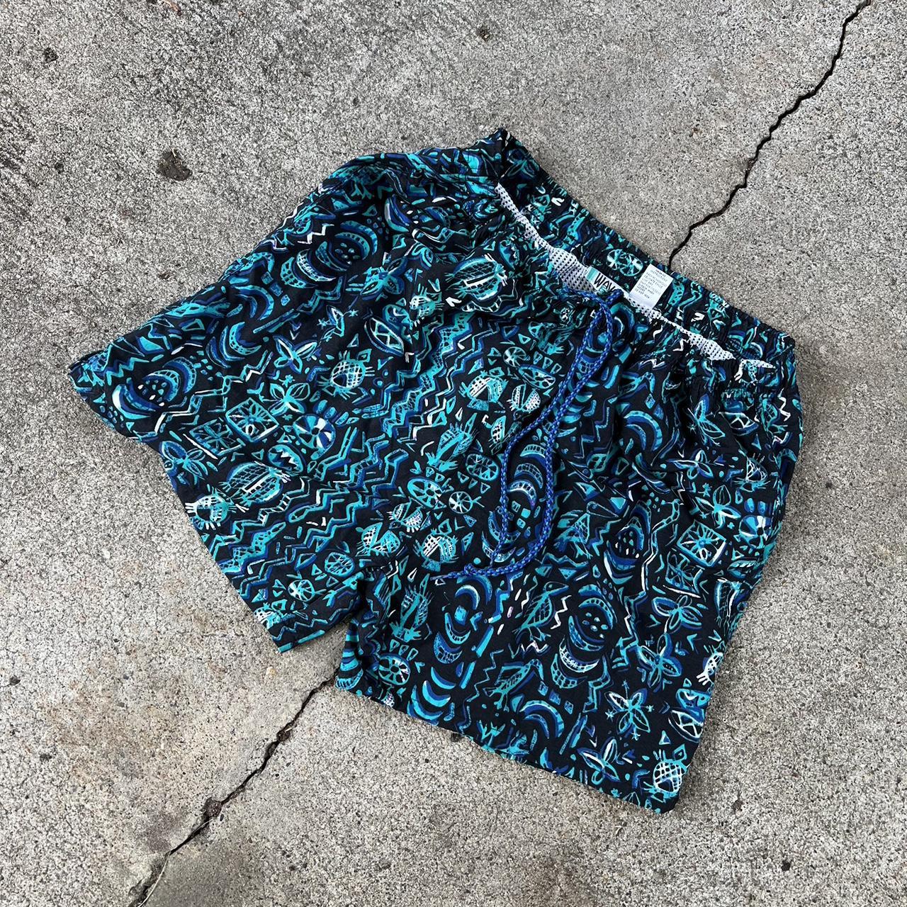 Paisley Print Swim Trunks Real nice navy blue - Depop