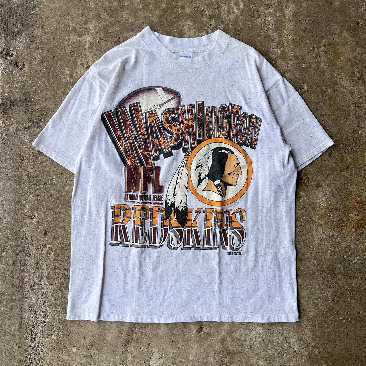 Vintage 90s Washington Redskins NFL Trench Tee Size... - Depop