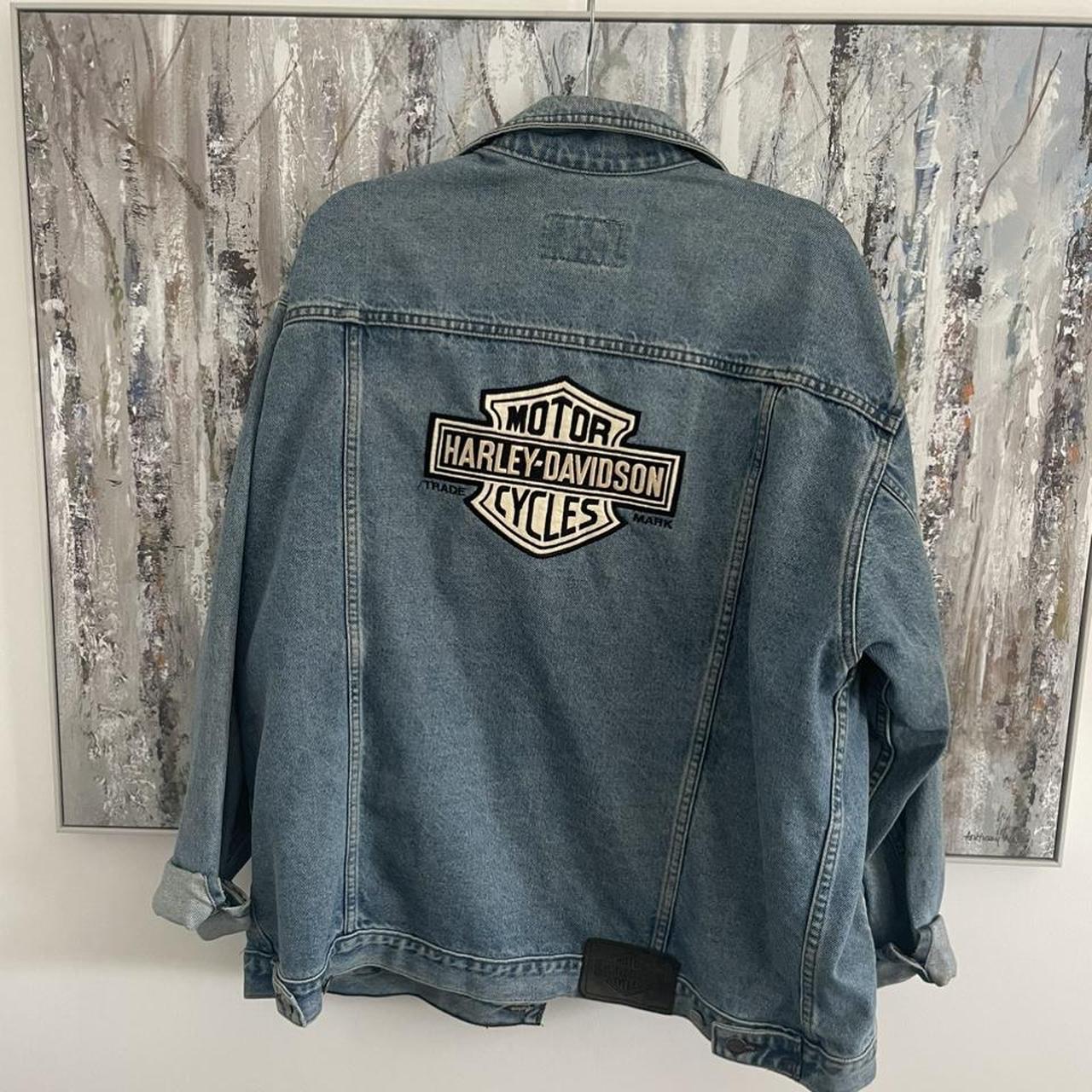 Harley Davidson Denim Jacket Size Large Oversize Fit Depop