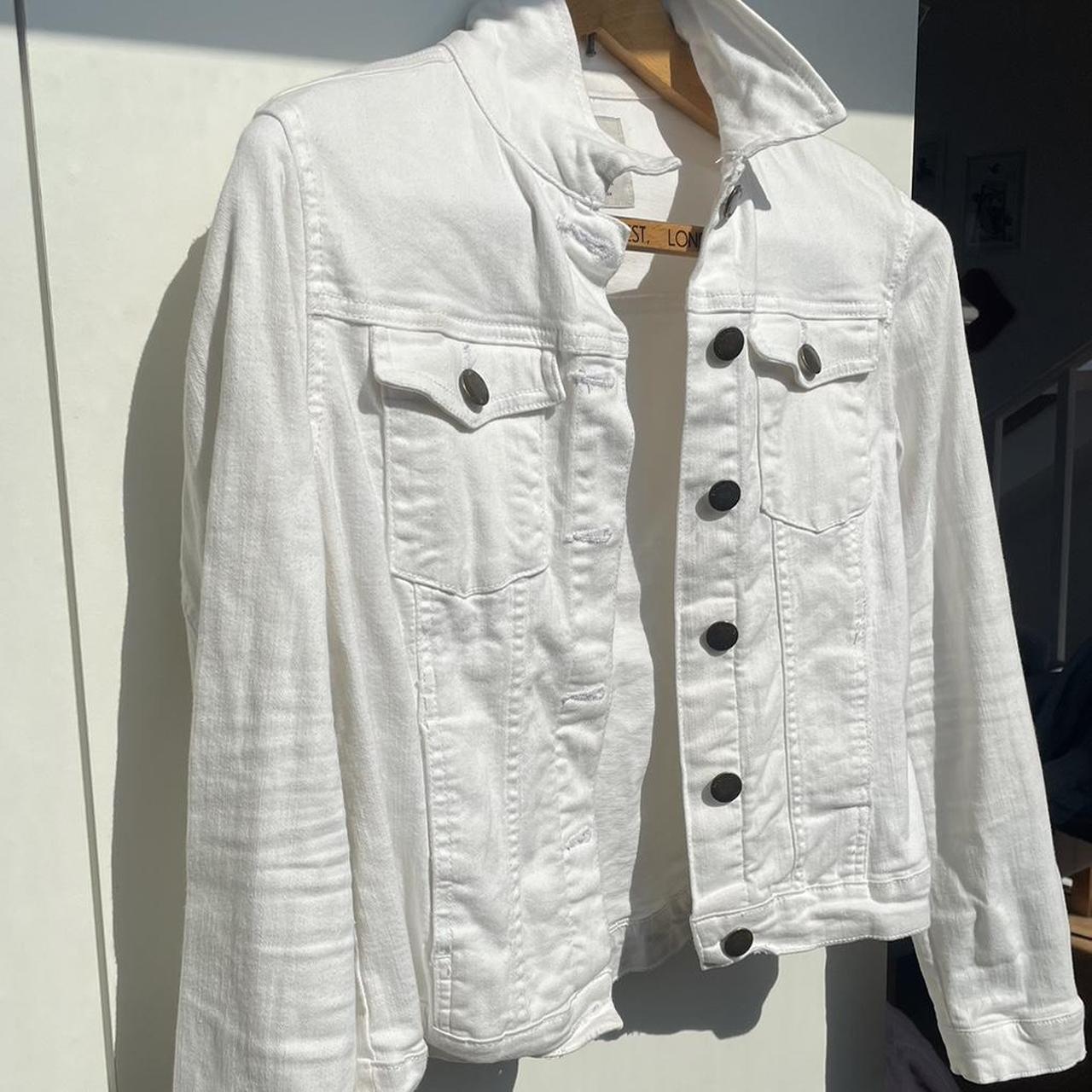White denim jacket, women’s size 12 #whitedenim... - Depop