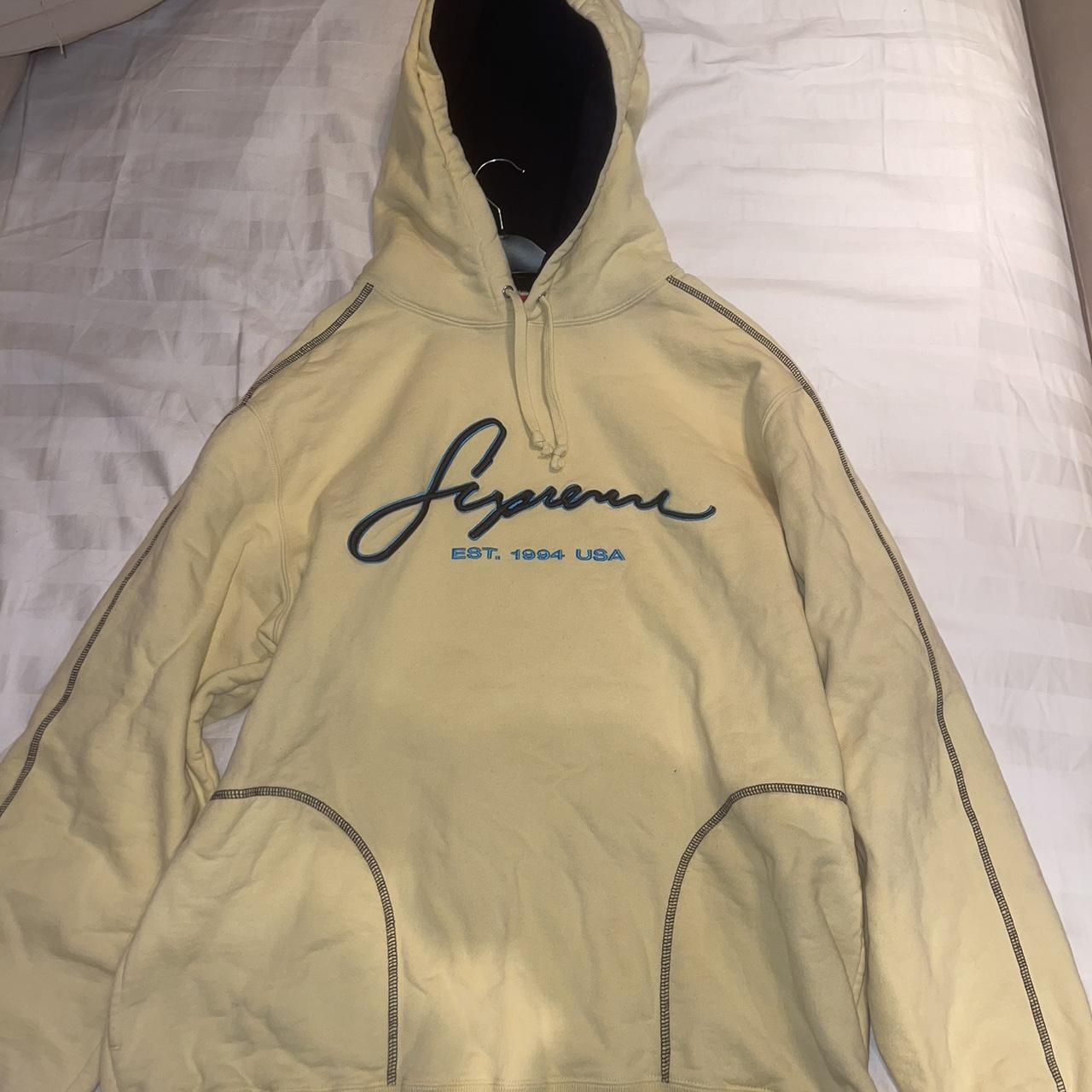 Supreme contrast sale embroidered hoodie