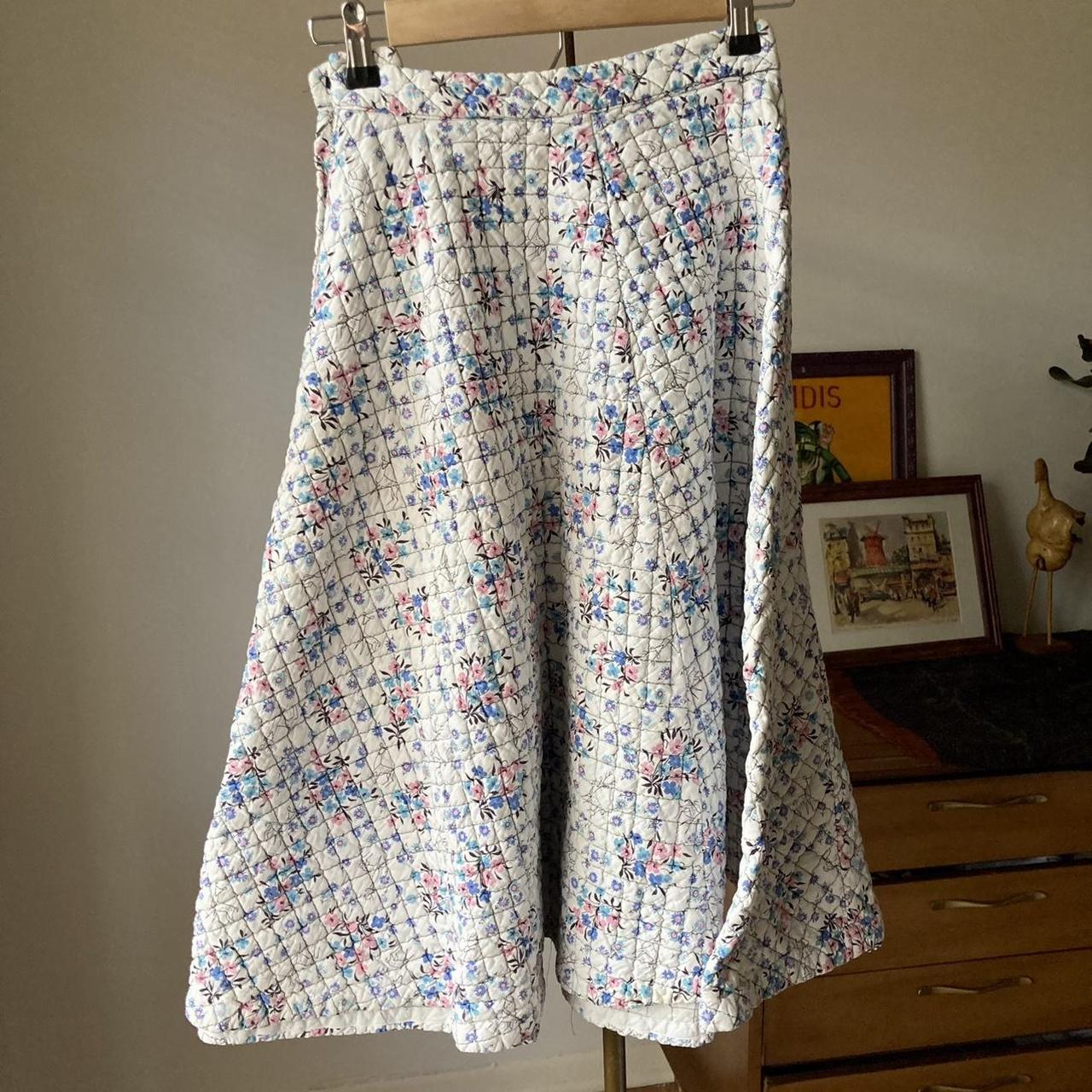 Vintage hand made quilted circle skirt! pink and... - Depop