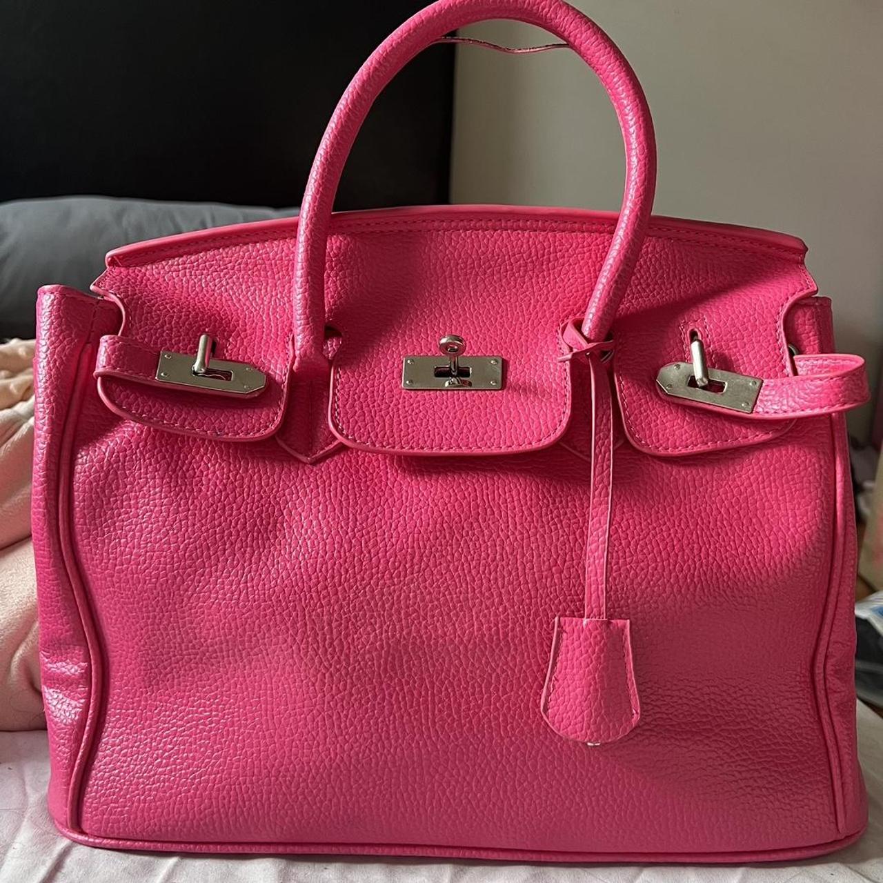 Hot Pink Hand Bag - has a few flaws, but can still... - Depop