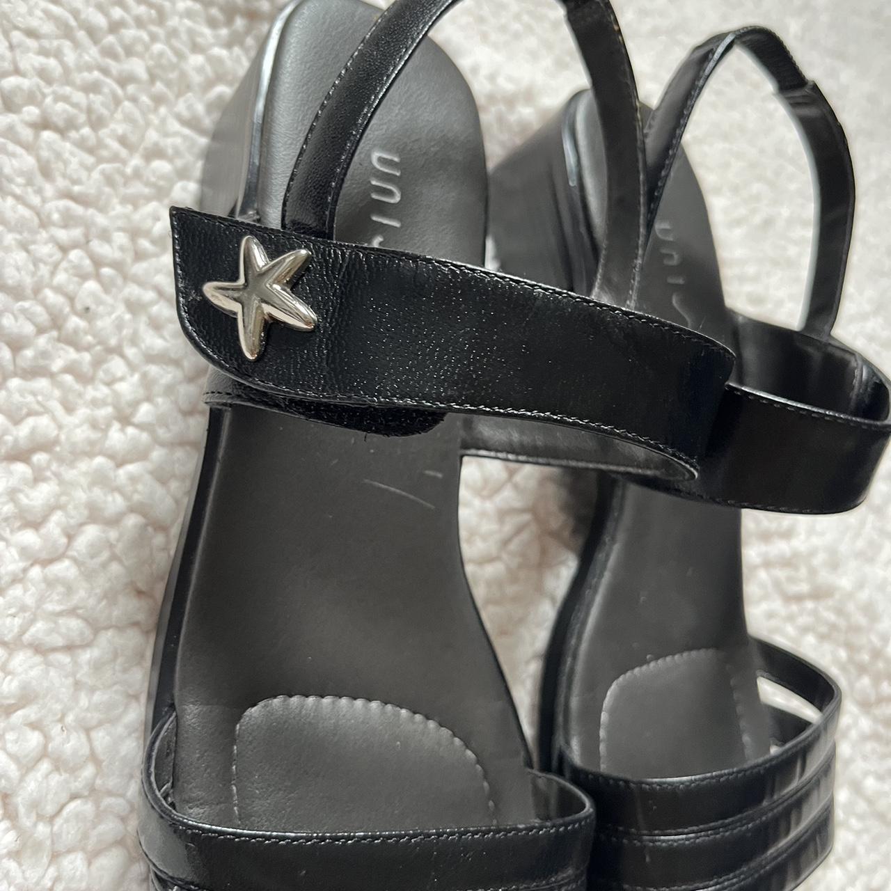 black sandals w star details on velcro strap size... - Depop