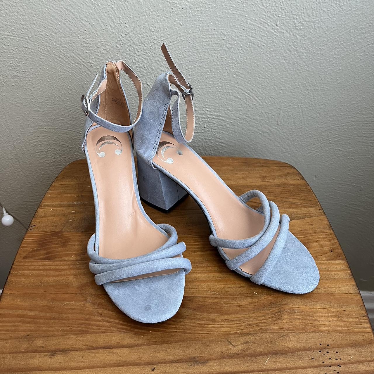 Chunky Heel Blue Suede Sandals Super cute sandal Depop