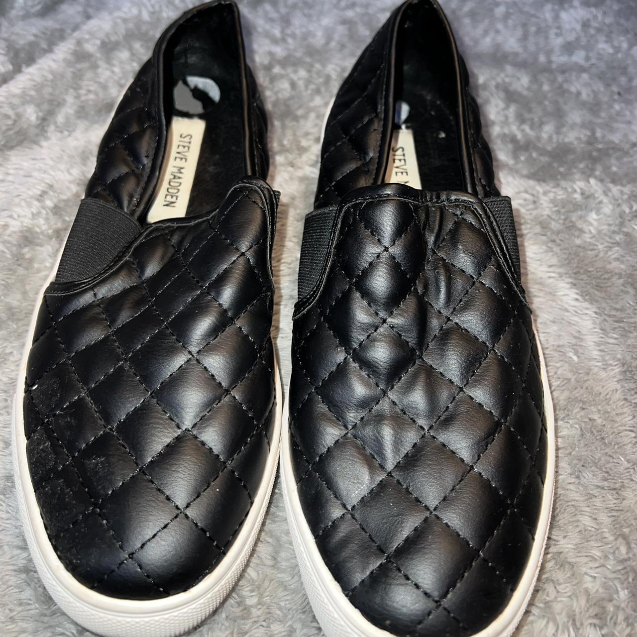 Black Steve Madden quilted shoes Size 7 1/2 Never... - Depop