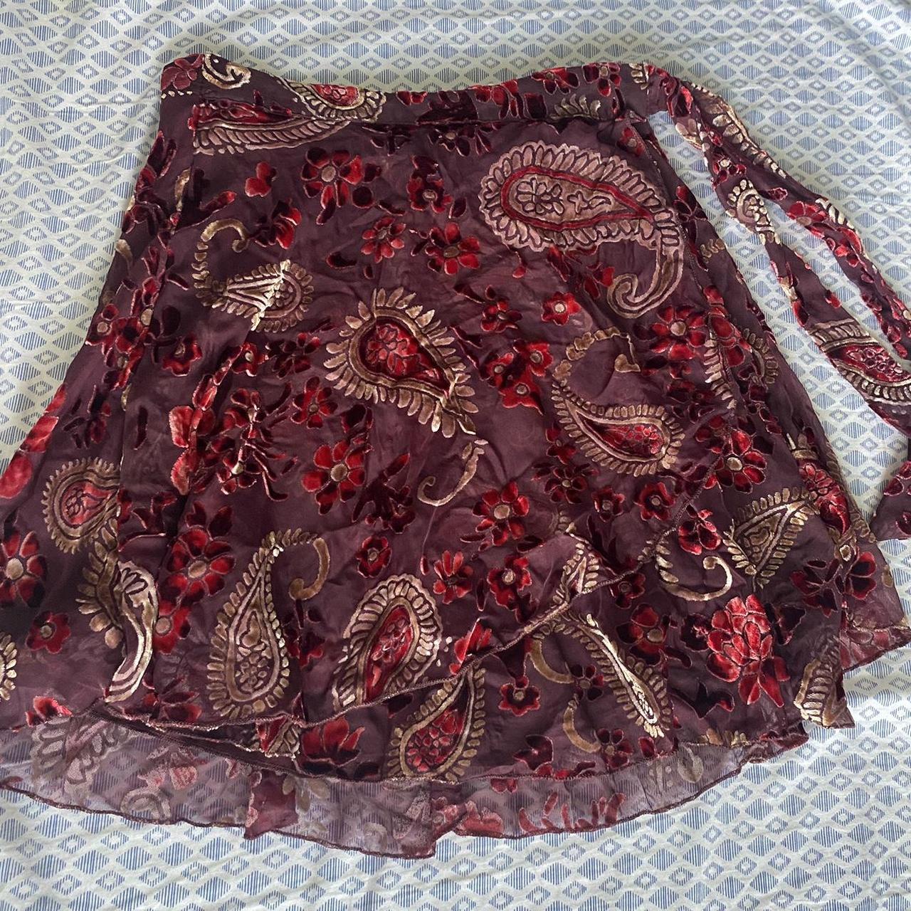 Women's Burgundy and Red Skirt | Depop