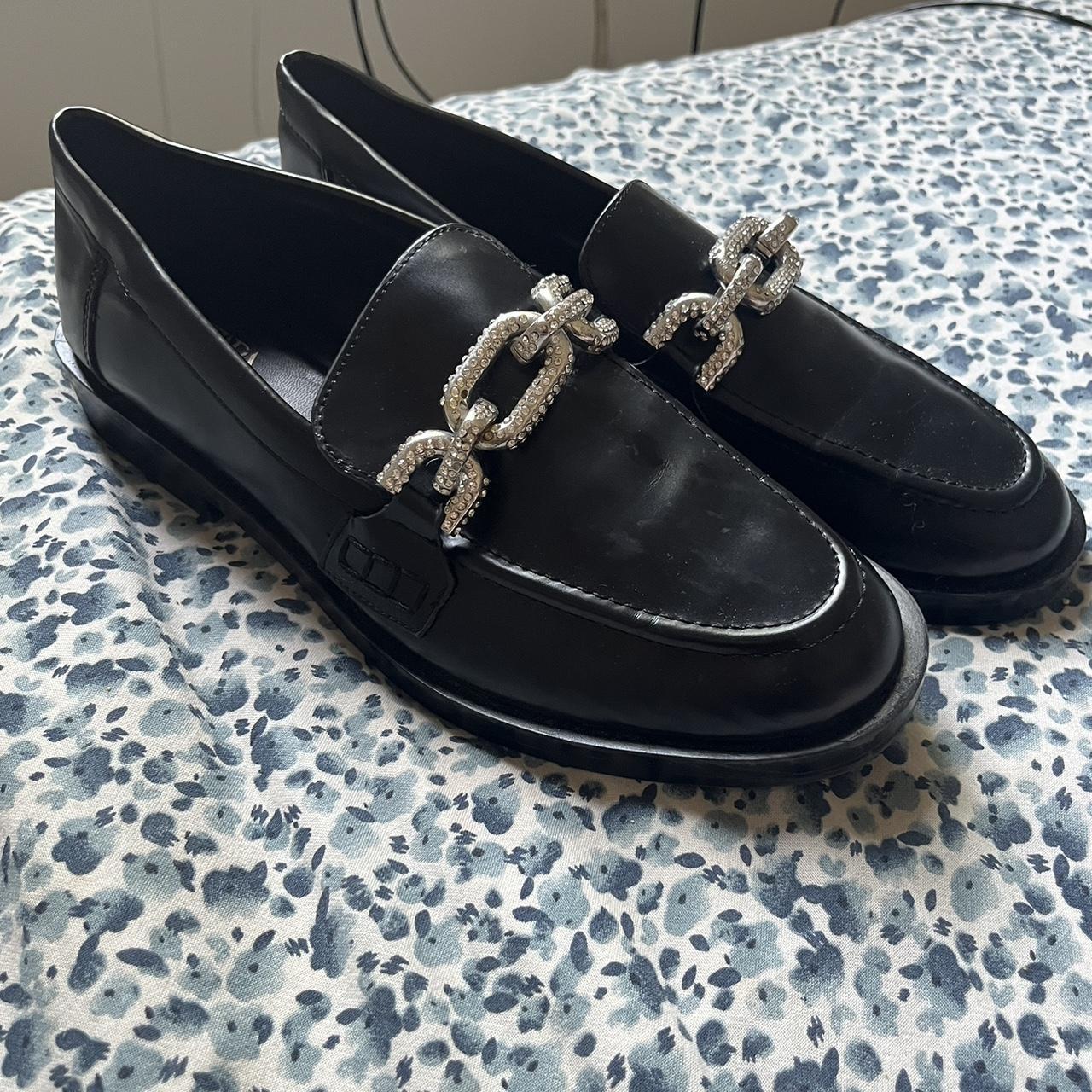 Silver and black loafers online