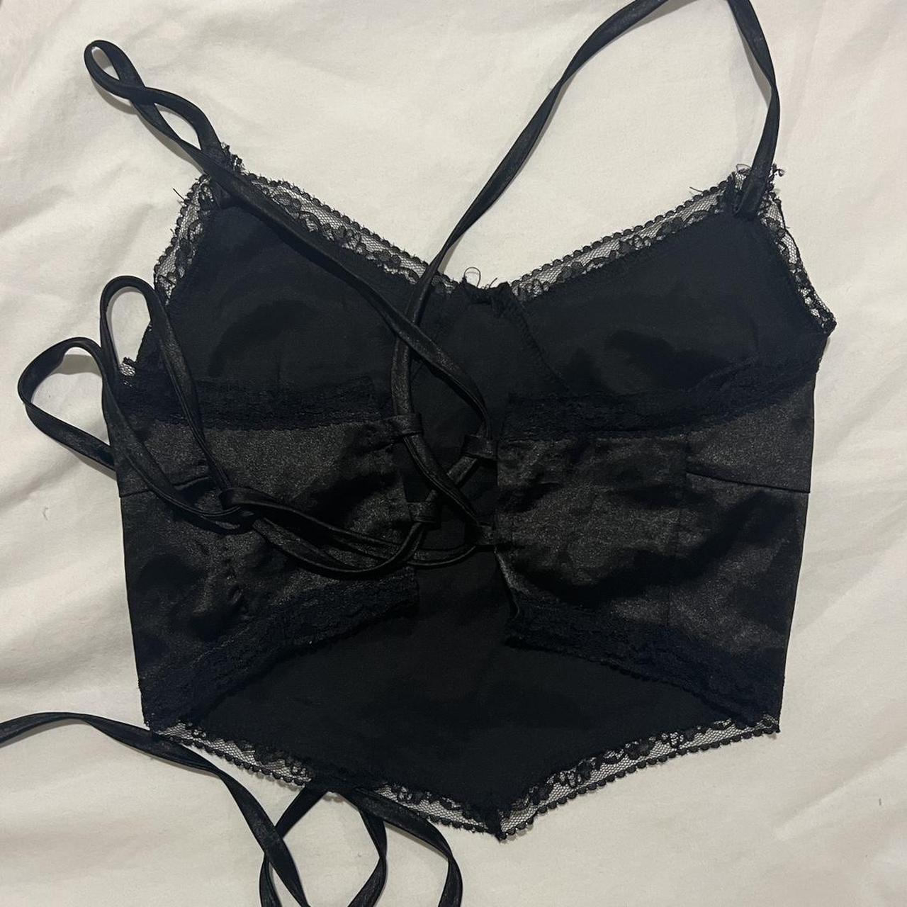 Black satin crop top! The perfect going out top, I... - Depop