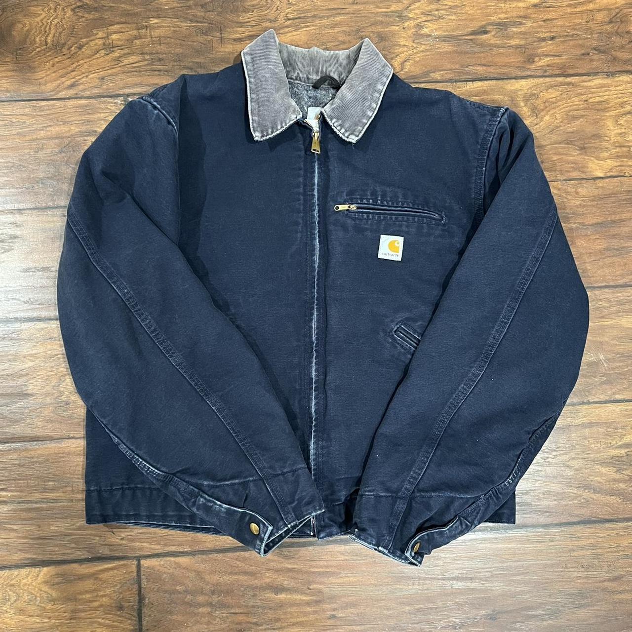 Vintage Carhartt Detroit jacket Navy blue... - Depop