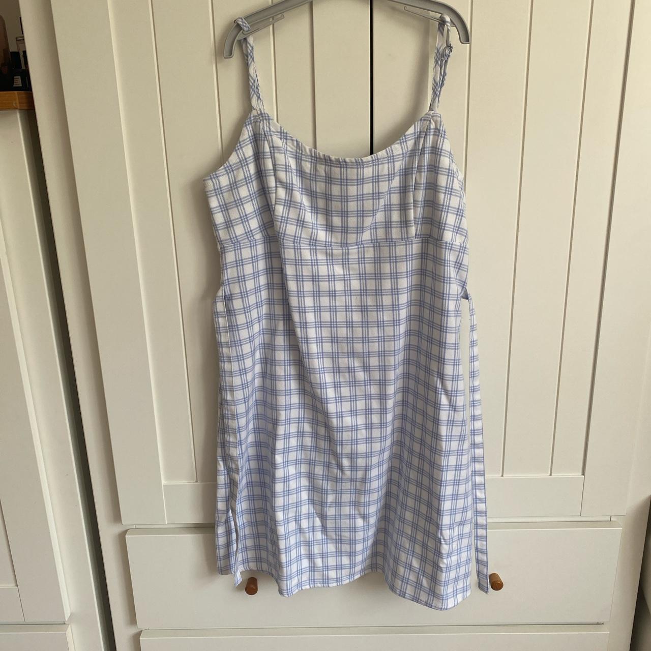 Brandy Melville Blue And White Plaid Dress Zips Up Depop