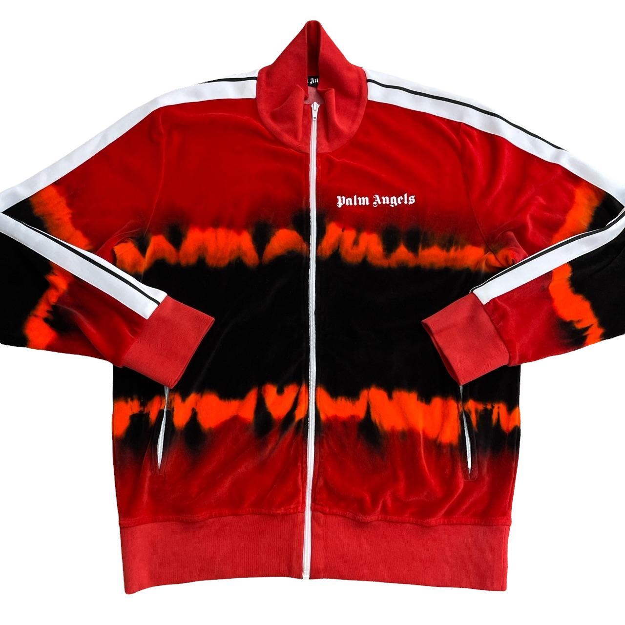 Palm Angels Tie Dye Velour Track Jacket Red,