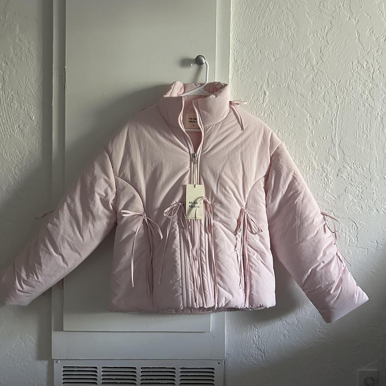 My Mum Made It - pink bow puffer jacket in size... - Depop