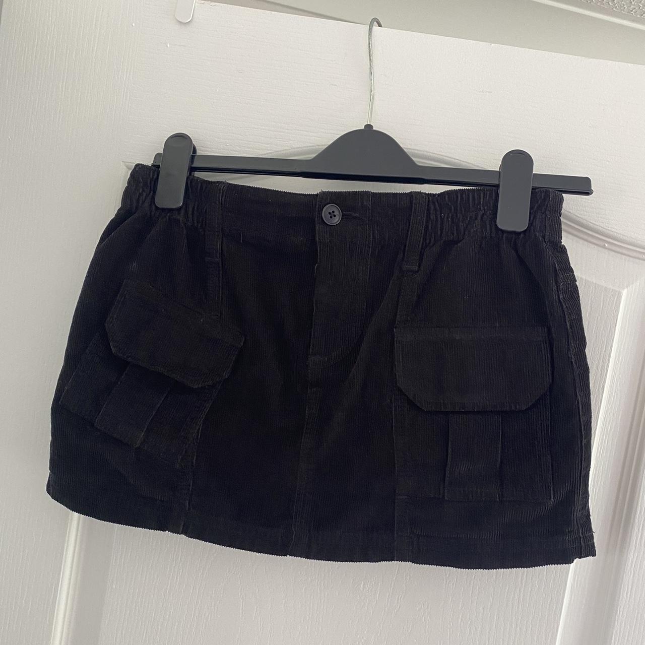 -urban outfitters black cord mini skirt -XS -worn... - Depop