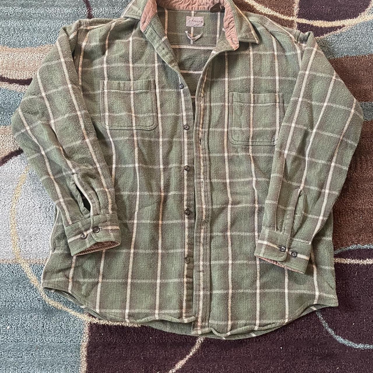 St. John's Bay Men's Green and Cream Shirt | Depop