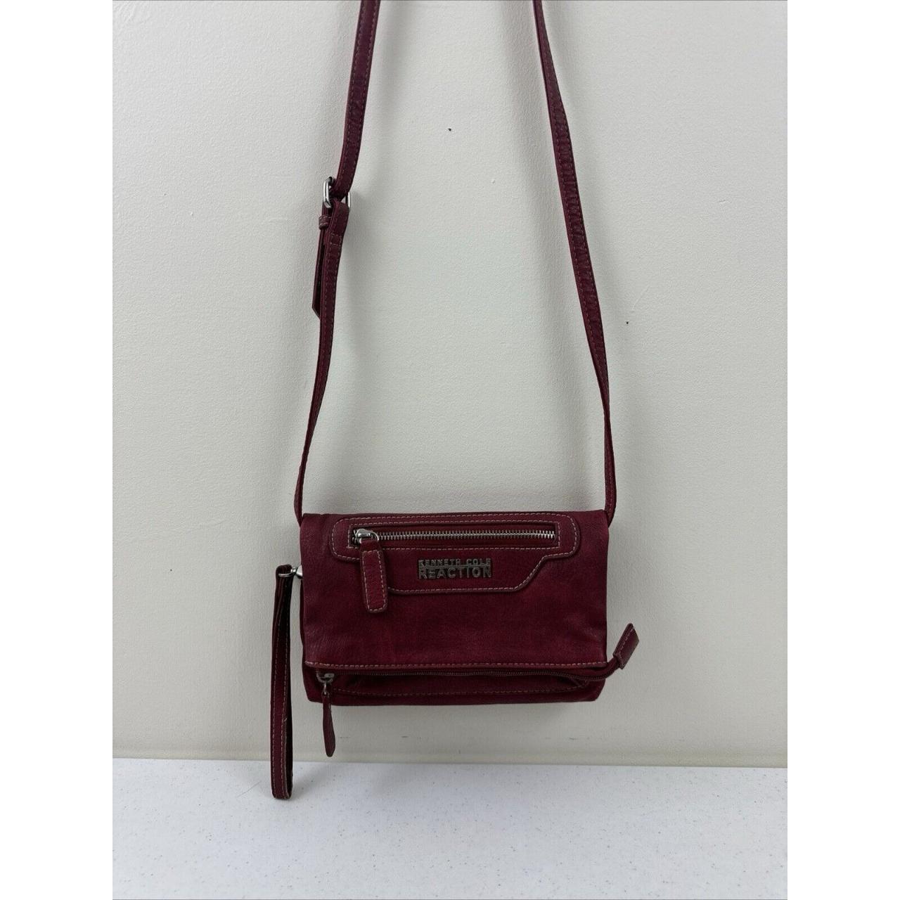 Kenneth Cole Reaction Red Maroon Crossbody Fold