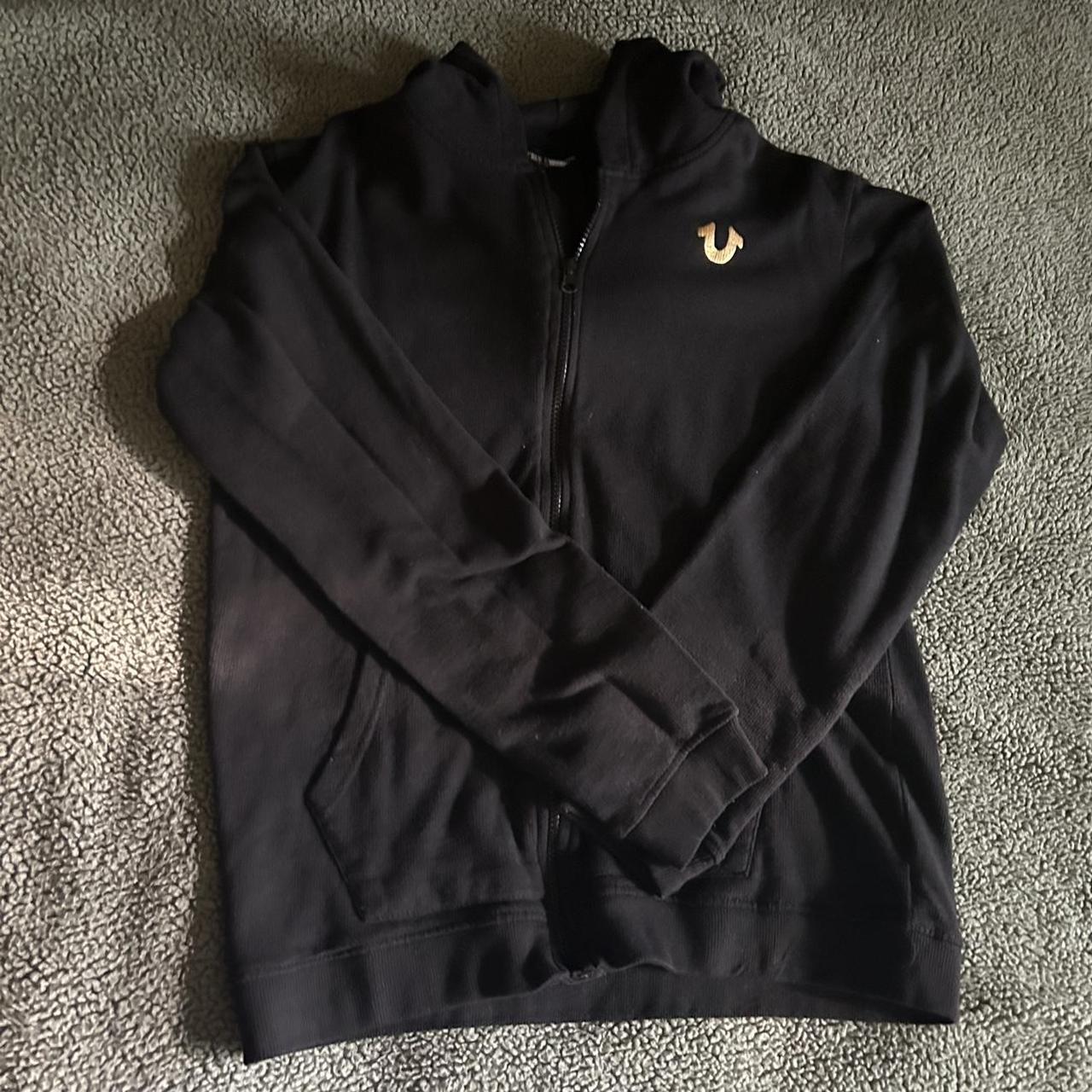 black true religion zip up (xl in... - Depop