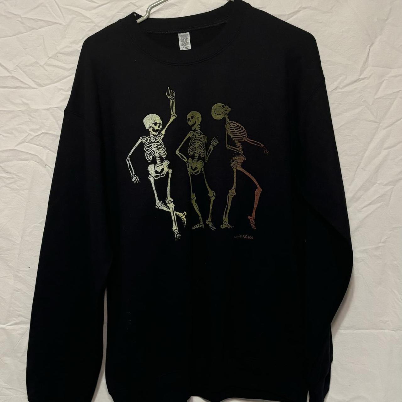 skeleton crewneck sweatshirt black and