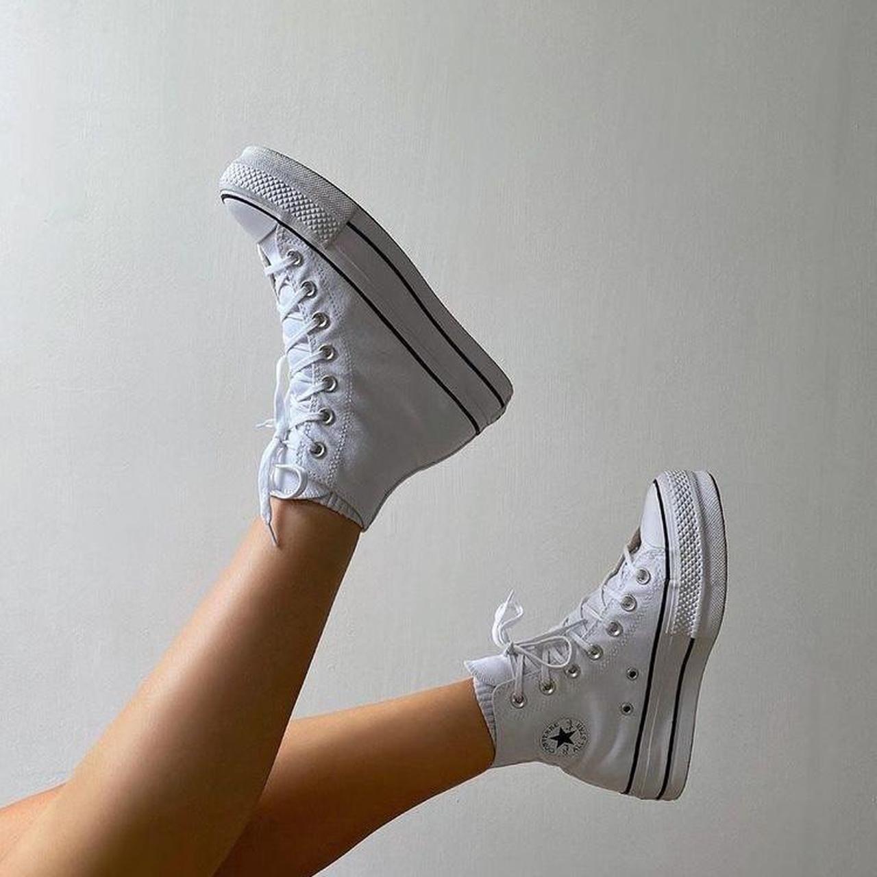 White Platform Converse In A Size 6 Only Worn A Depop