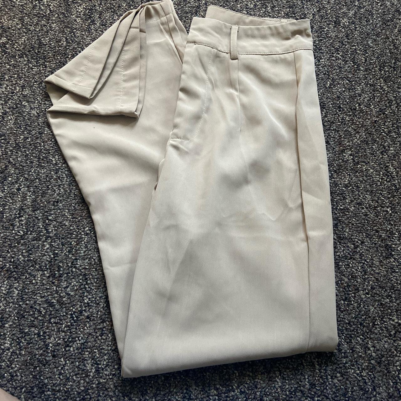 shein - beige straigh leg/flared trousers RRP-£17.00 - Depop