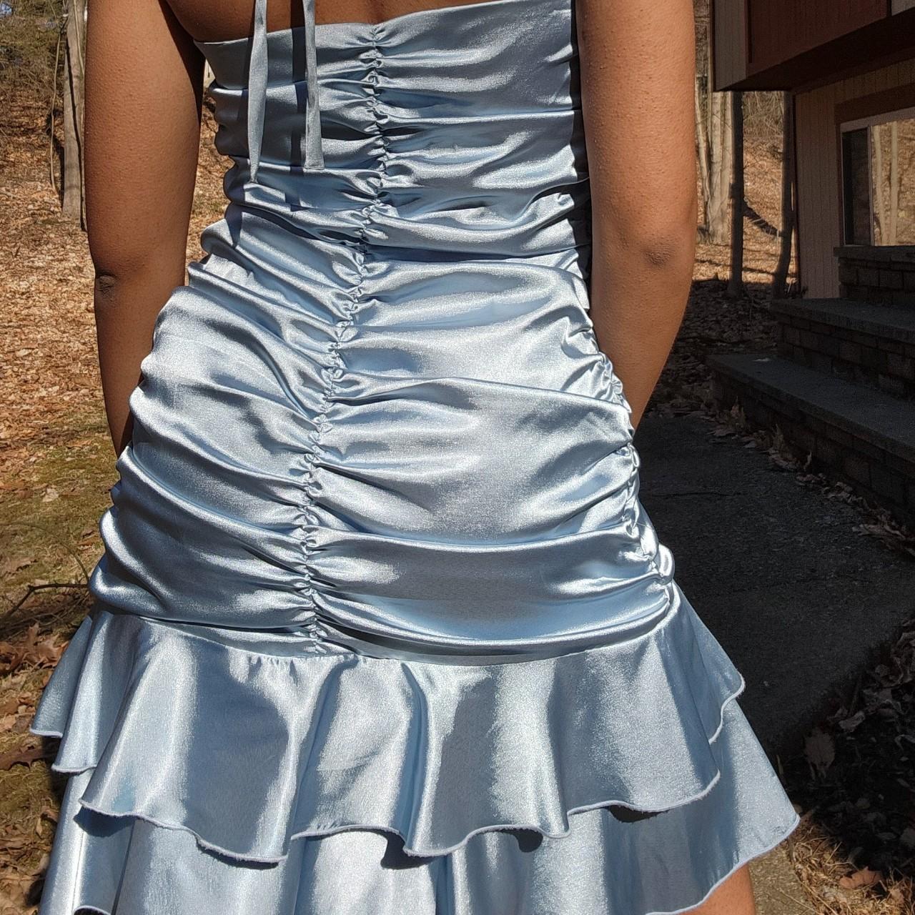 Y2K Shiny Blue Homecoming Dress Super Trendy And Depop   P0 