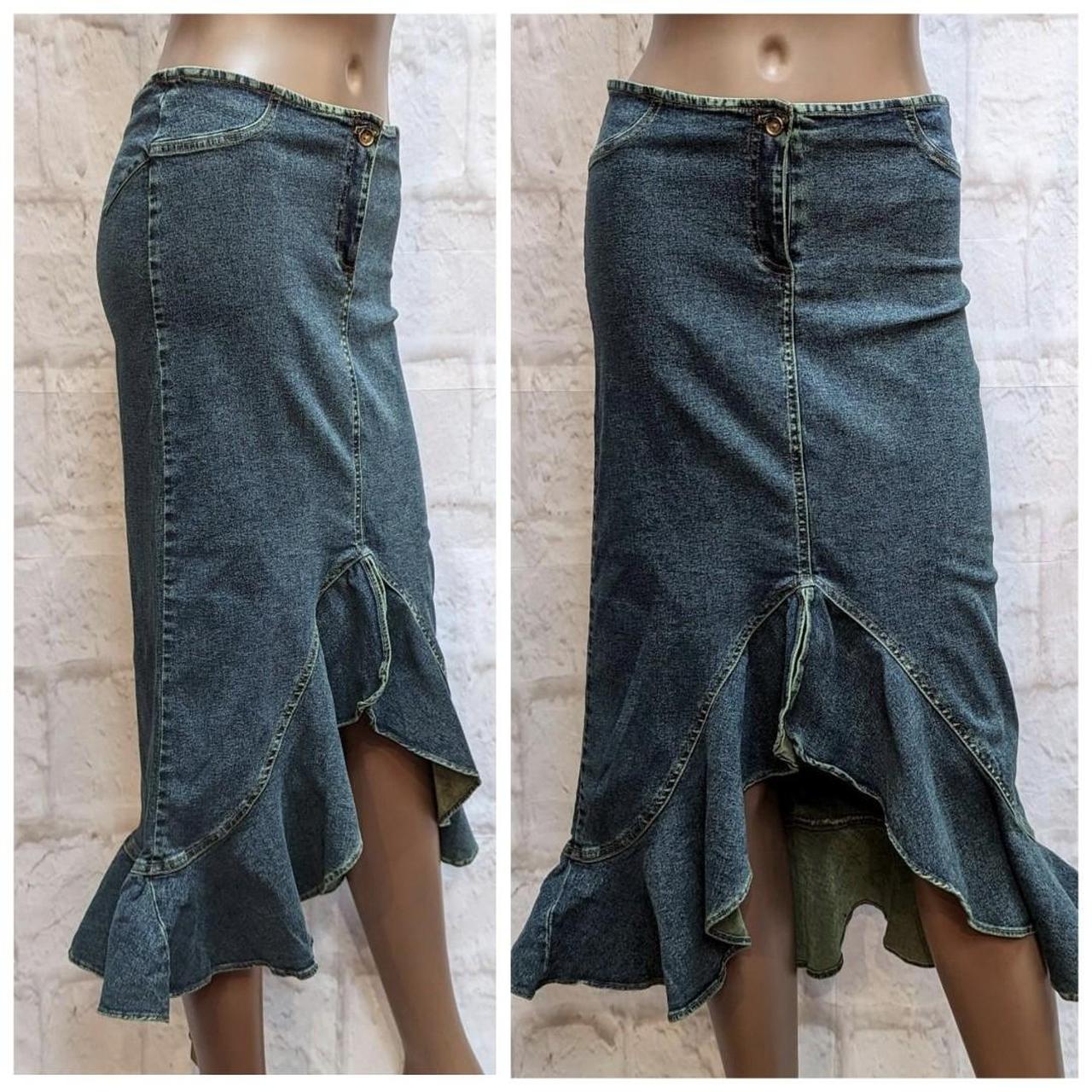 Plus size denim ruffle skirt best sale