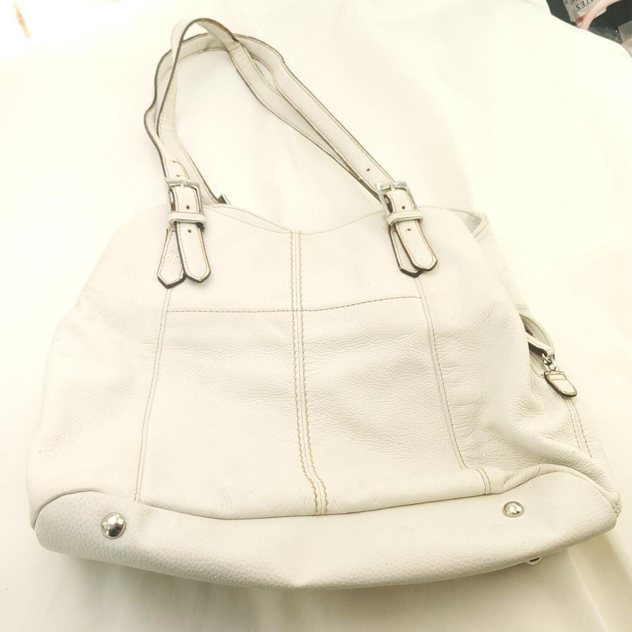 Tignanello White Leather Shoulder Bag/2 Front Back Large Compartments White  Leather Shoulder Bag/functional Large Leather Shoulder Bag - Etsy