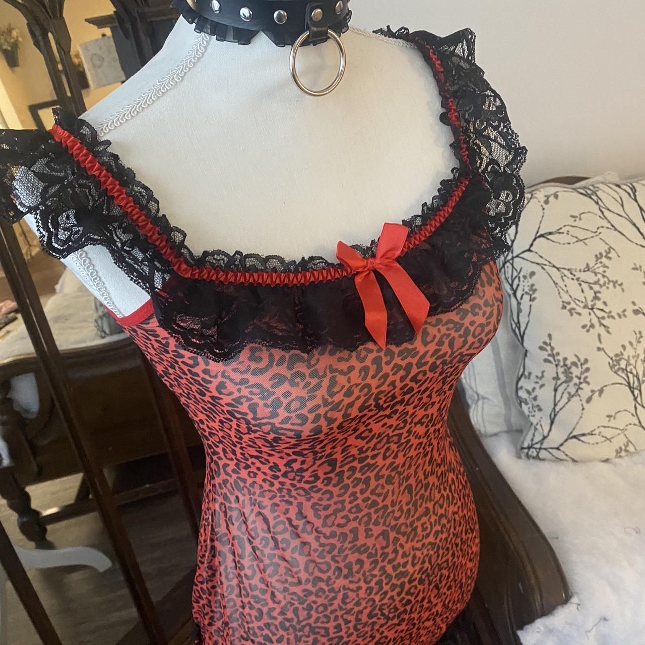 Dreamgirl vintage rare lingerie dress red leopard