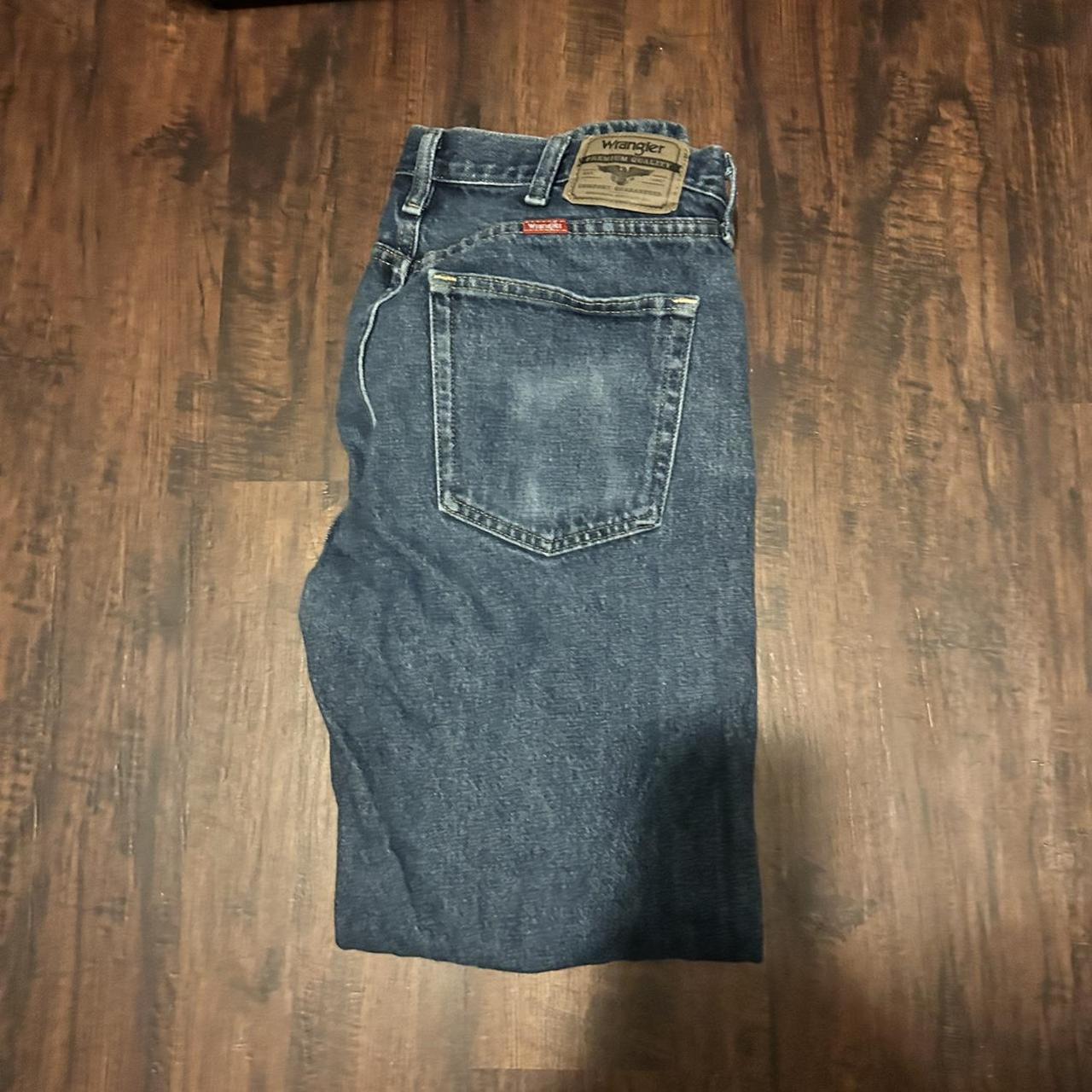 Vintage Washed dark Blue Wrangler Jeans -nice washed... - Depop