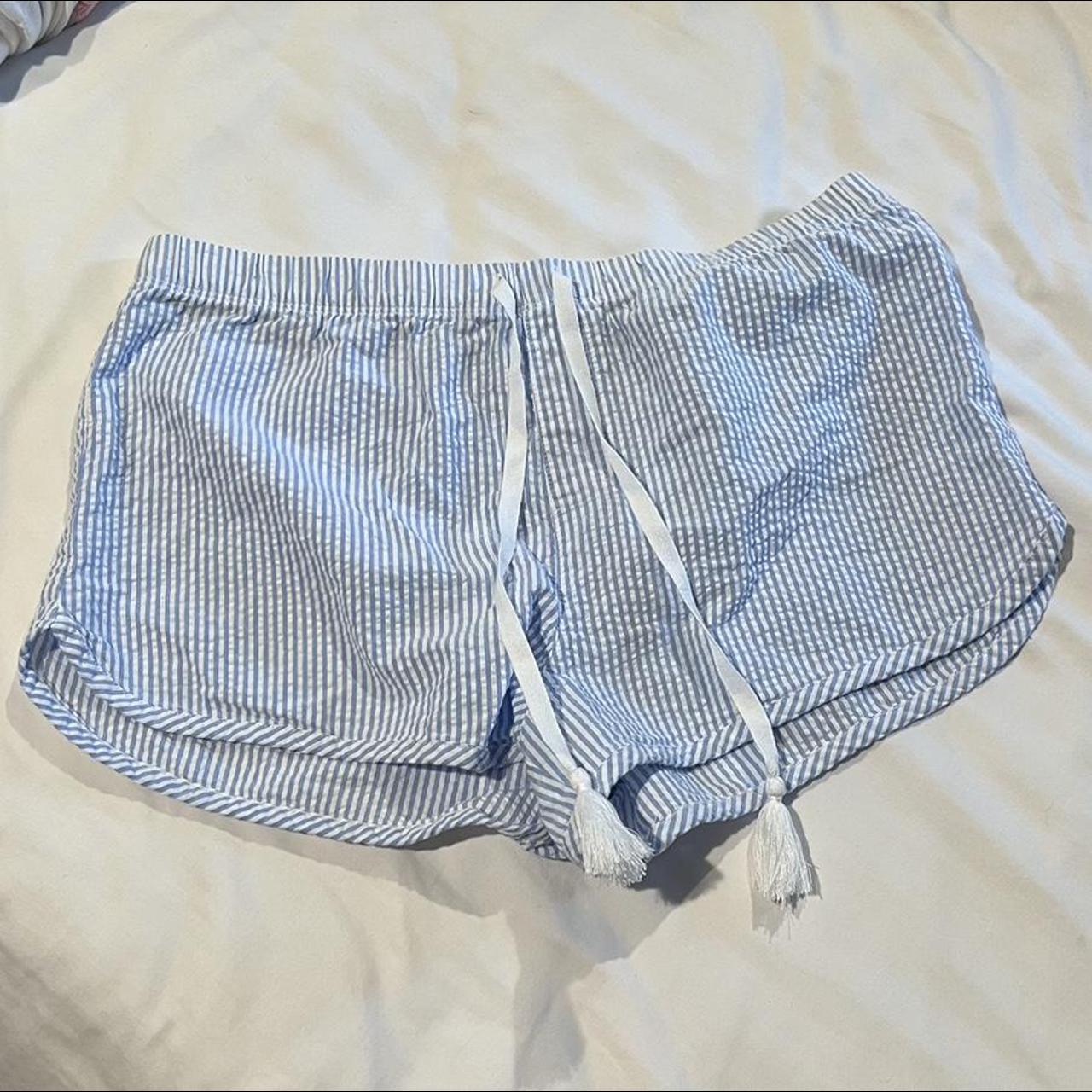 blue & white striped pj shorts #calvins #pinterest... - Depop