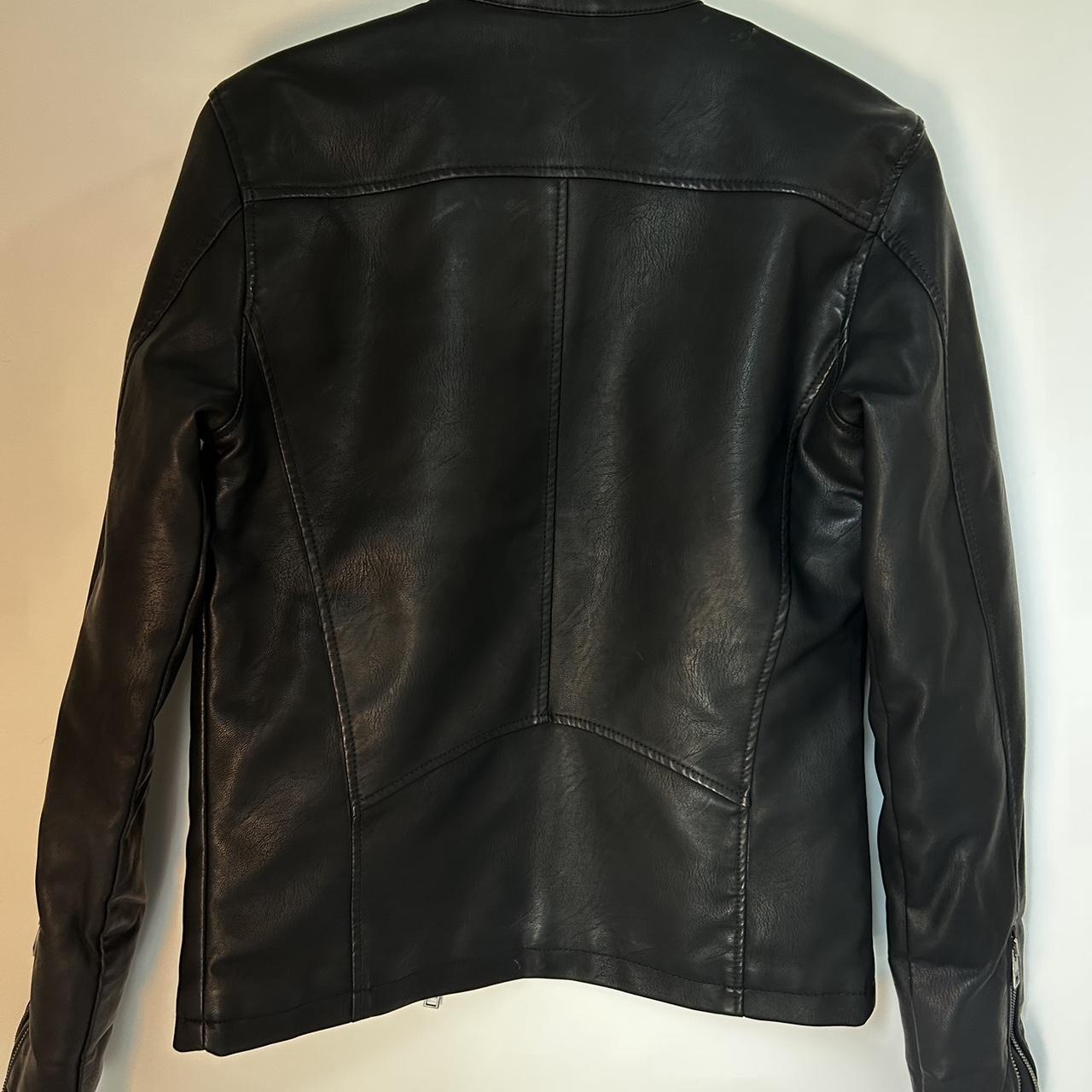 XS !Solid Denmark leather jacket with zipper and snaps - Depop
