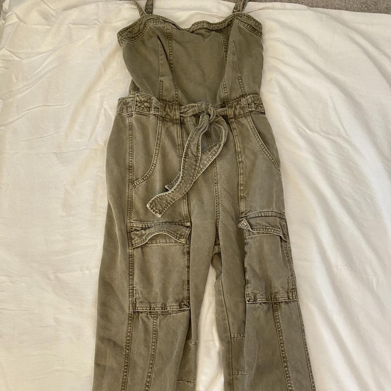 Free People DARK GREEN/KHAKI OVERALLS, fits like... Depop
