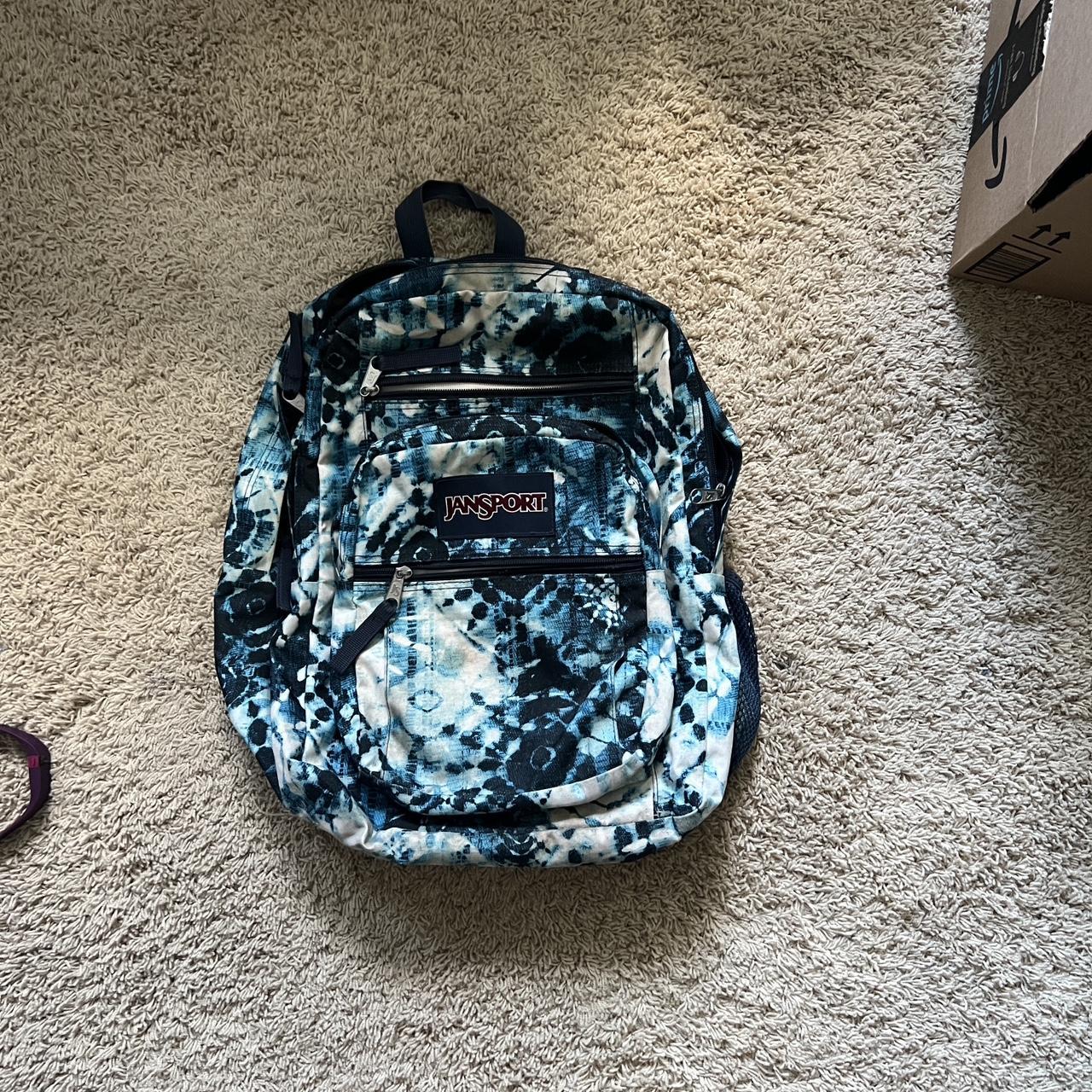blue tie dye jansport backpack more pictures of... Depop