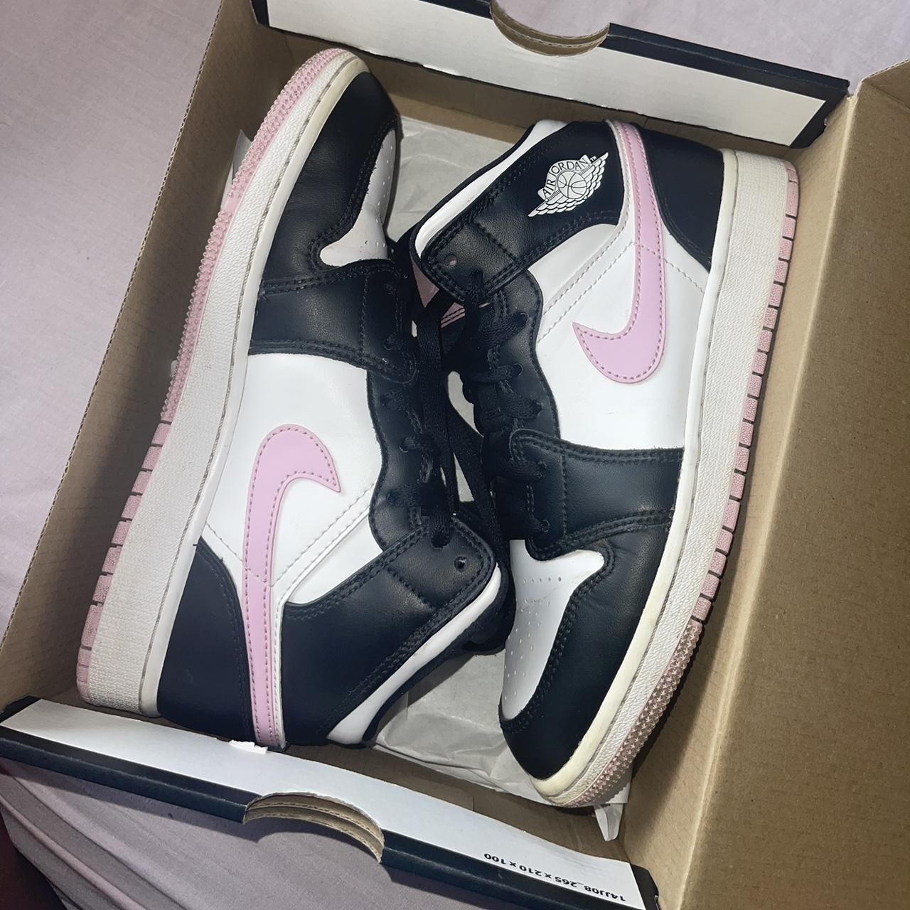 Black And Pink Jordan 1 - Size 4 - Worn A Few Times - Depop