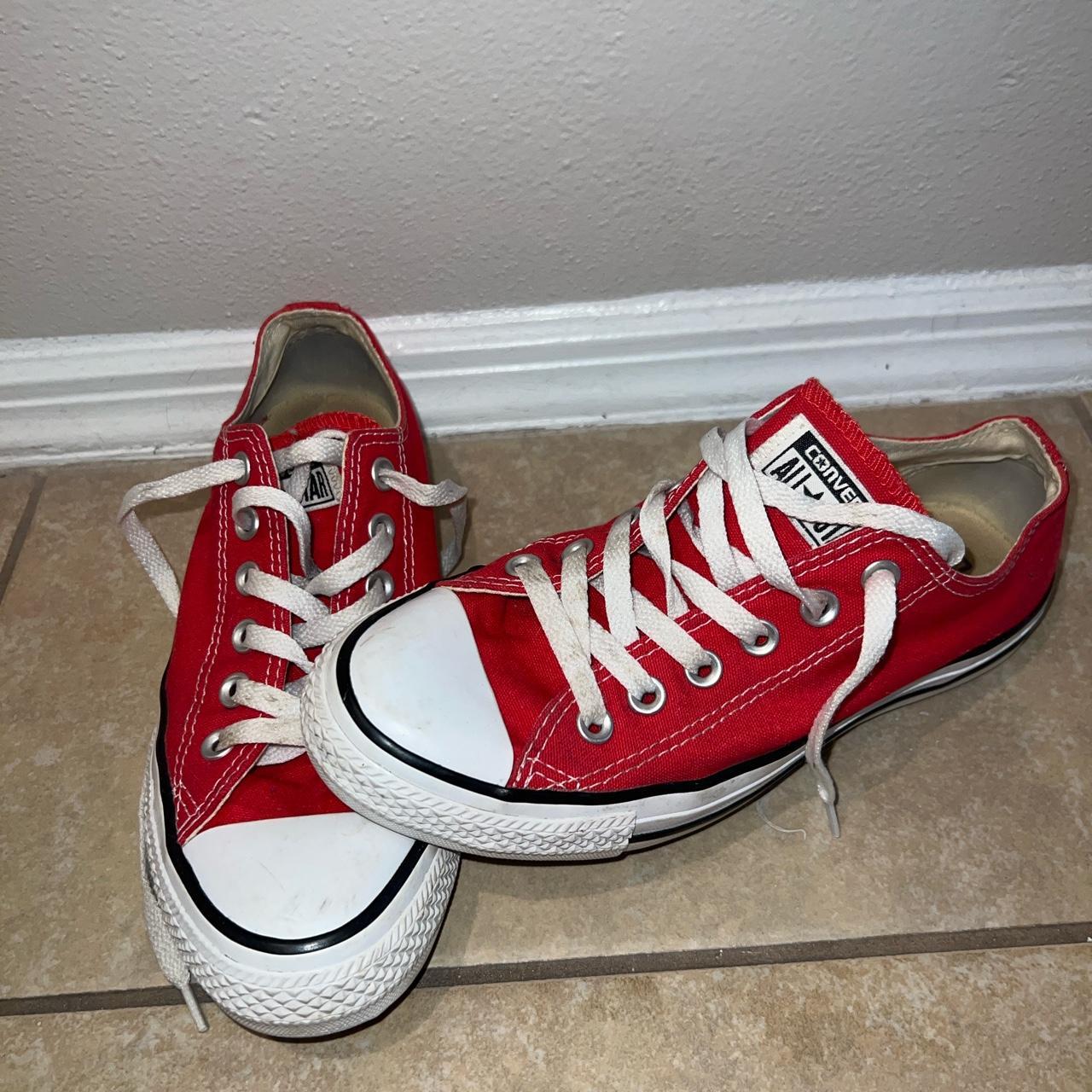 RED CONVERSE - good tailgate shoes!! worn a few... - Depop