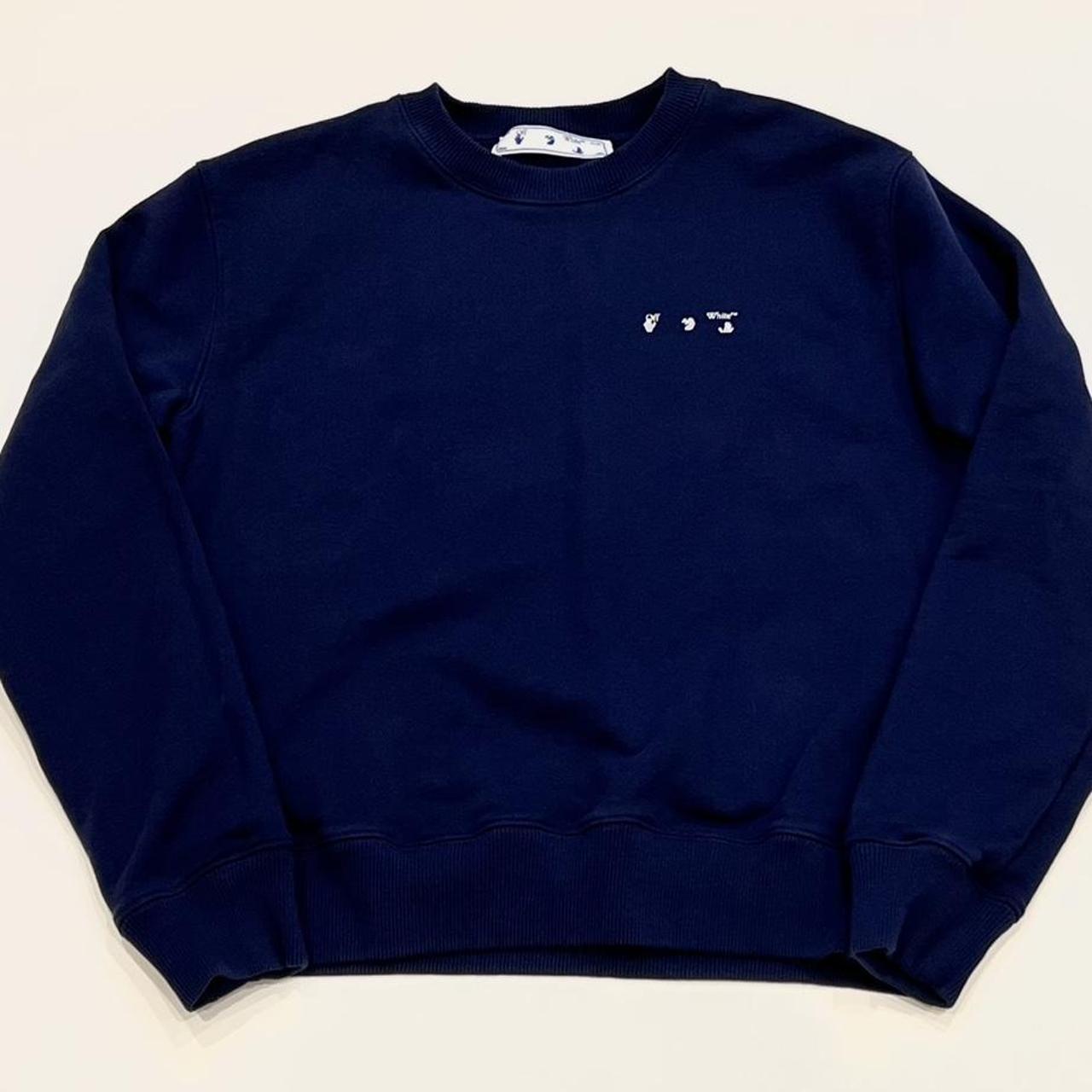 Off-White Men's Navy and Blue Sweatshirt | Depop