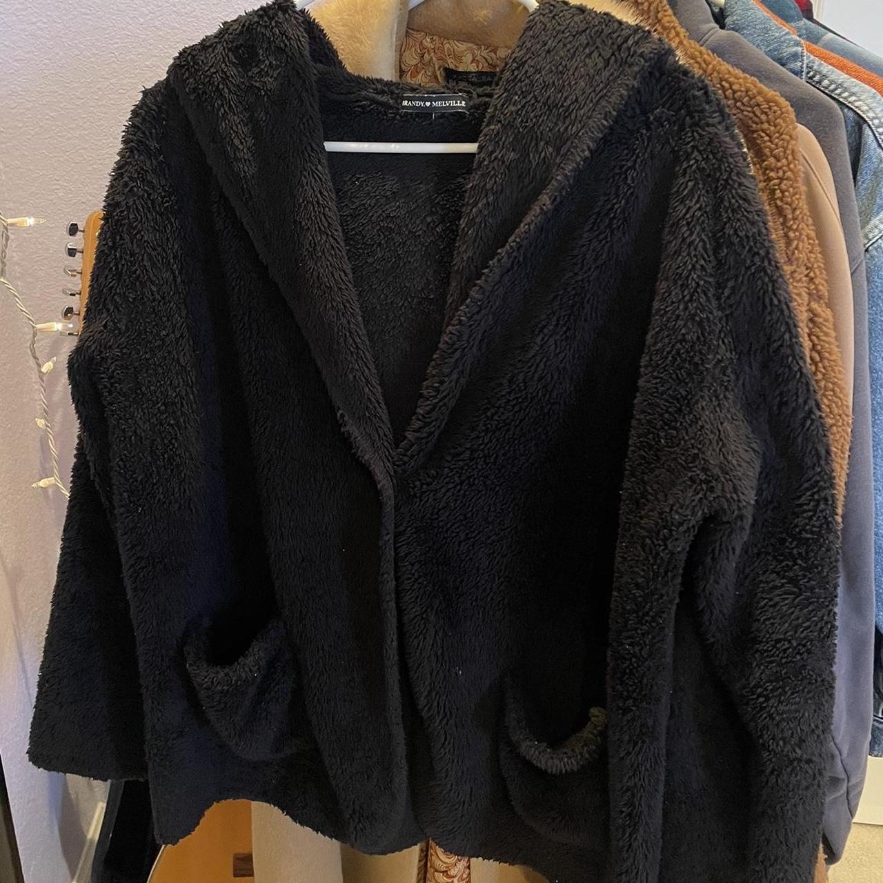 Brandy Melville Sherpa Jacket Hooded sherpa fleece... Depop