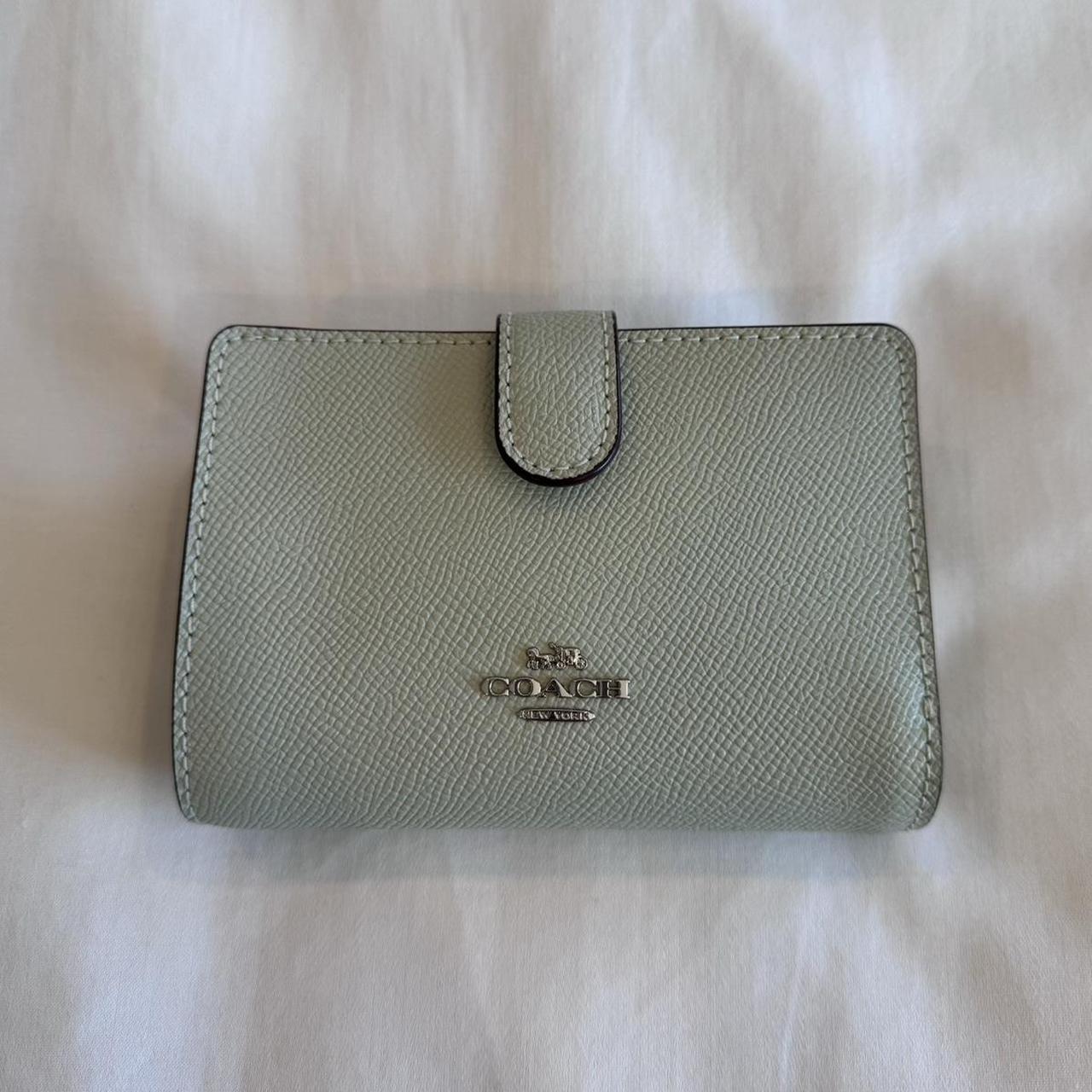 Small Coach Wallet Sage green snap wallet Card... Depop