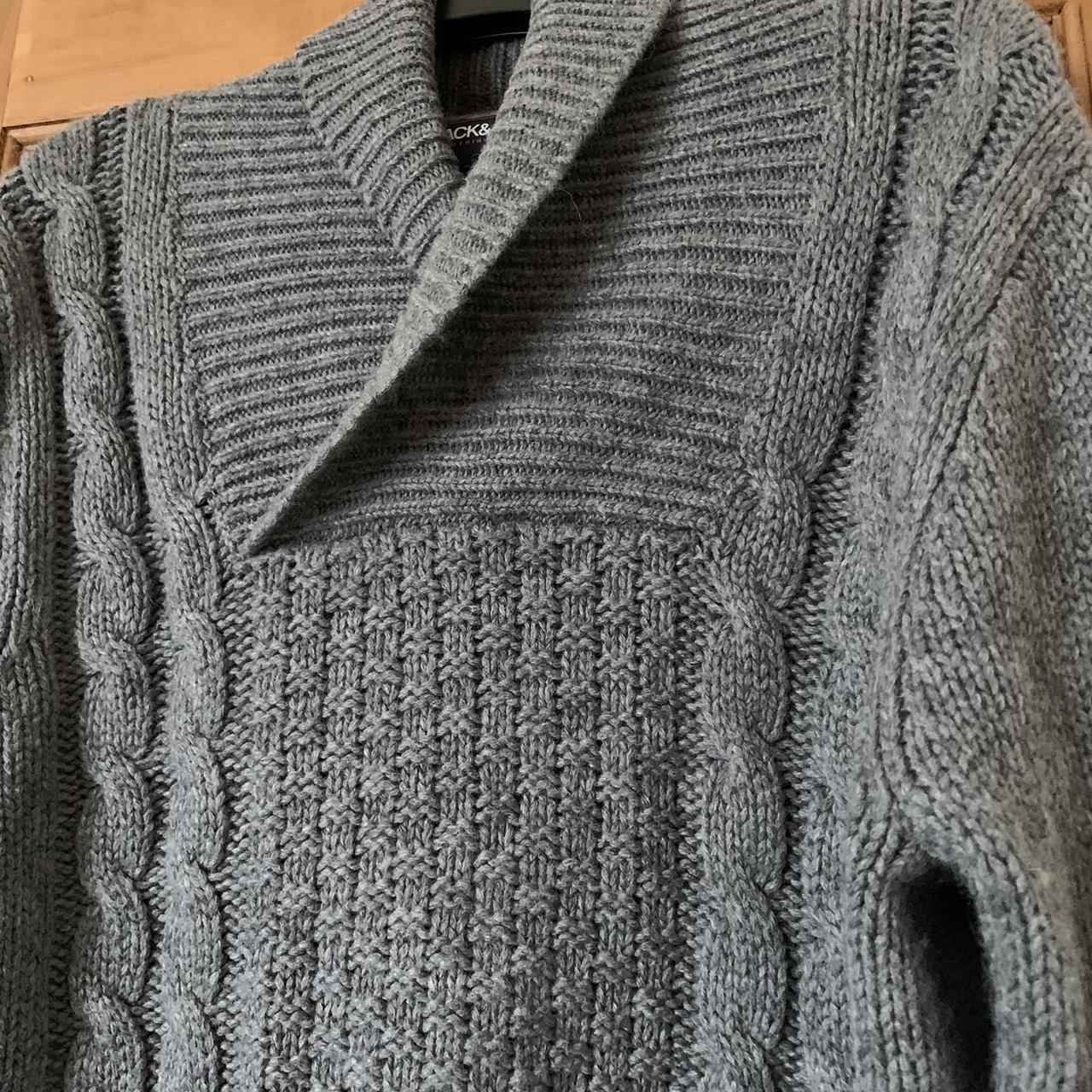 Jack and Jones grey chunky knit wool mix men’s... - Depop