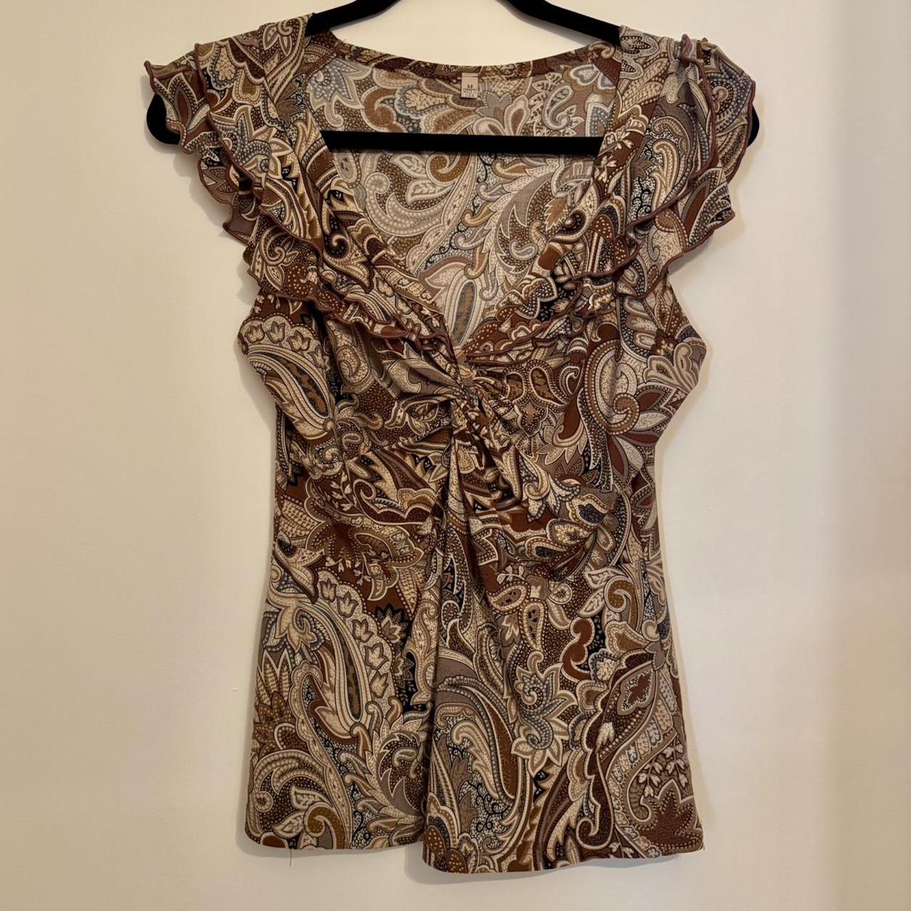 Source Unknown Women's Blouse - Brown/Multi - M –… - image 1