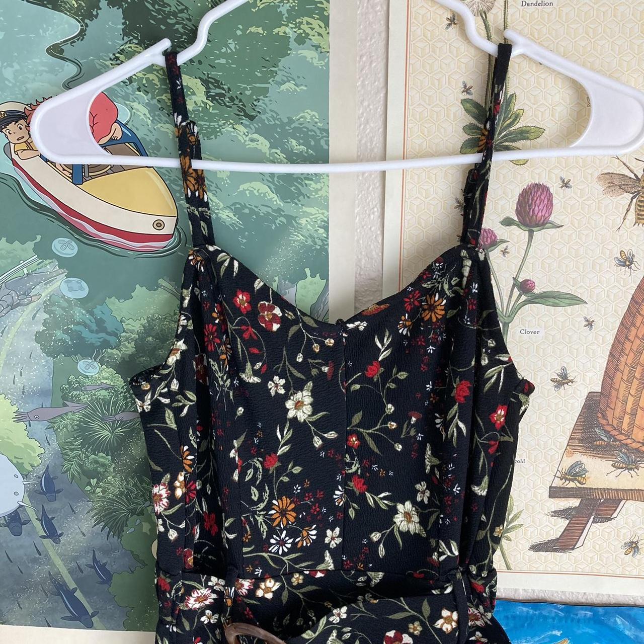 black floral cottagecore jumpsuit/romper from derek... - Depop