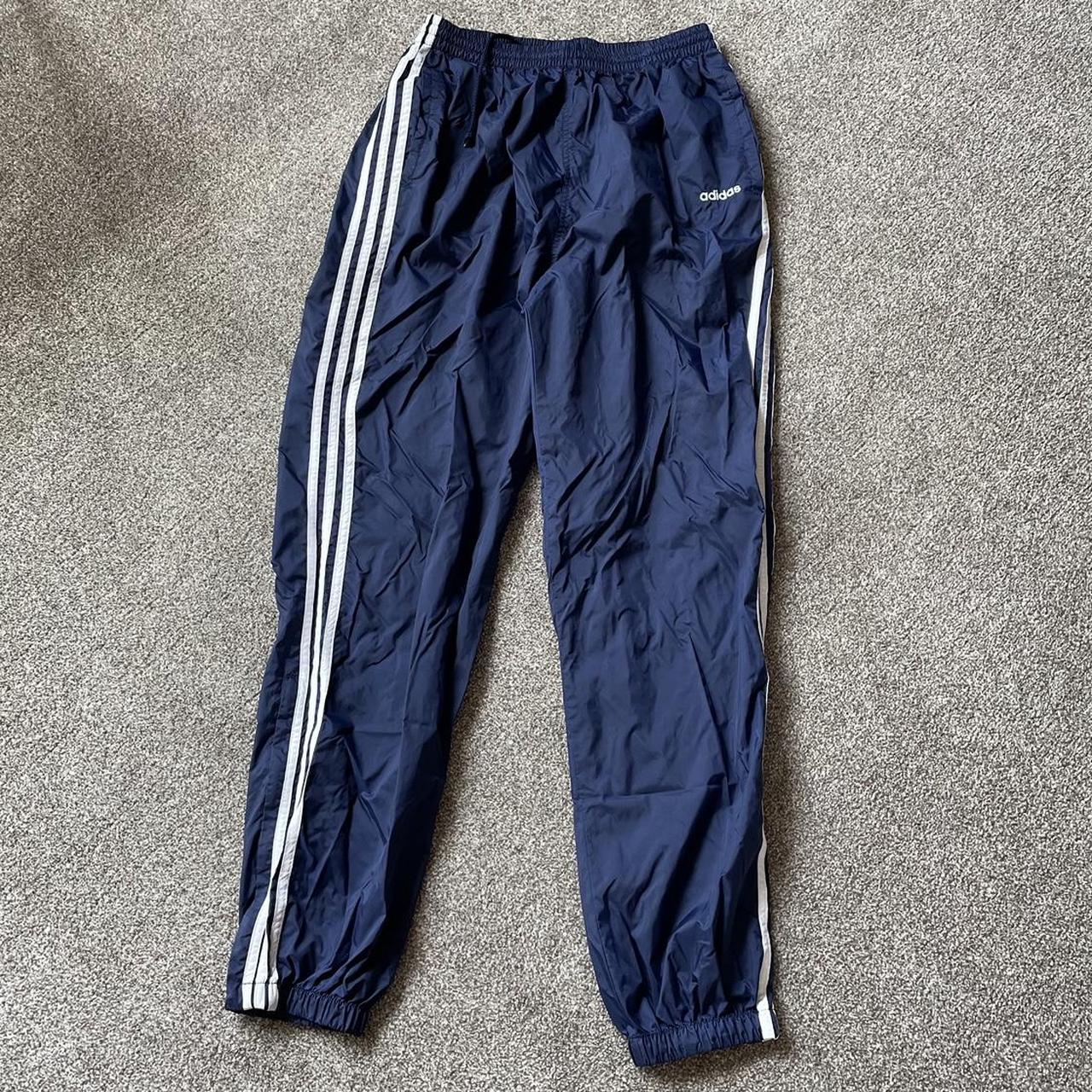 Vintage Adidas Windbreaker Pants Size Xl Dark Blue - Depop