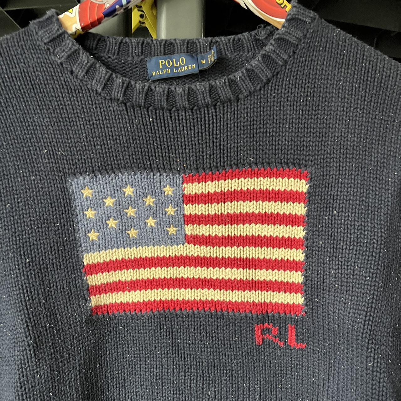 Ralph Lauren flag sweater Size youth medium... - Depop