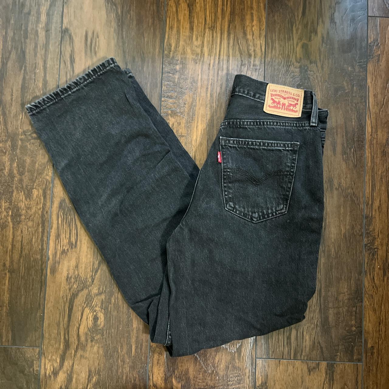 low pro Levi’s black wash with straight leg used... - Depop