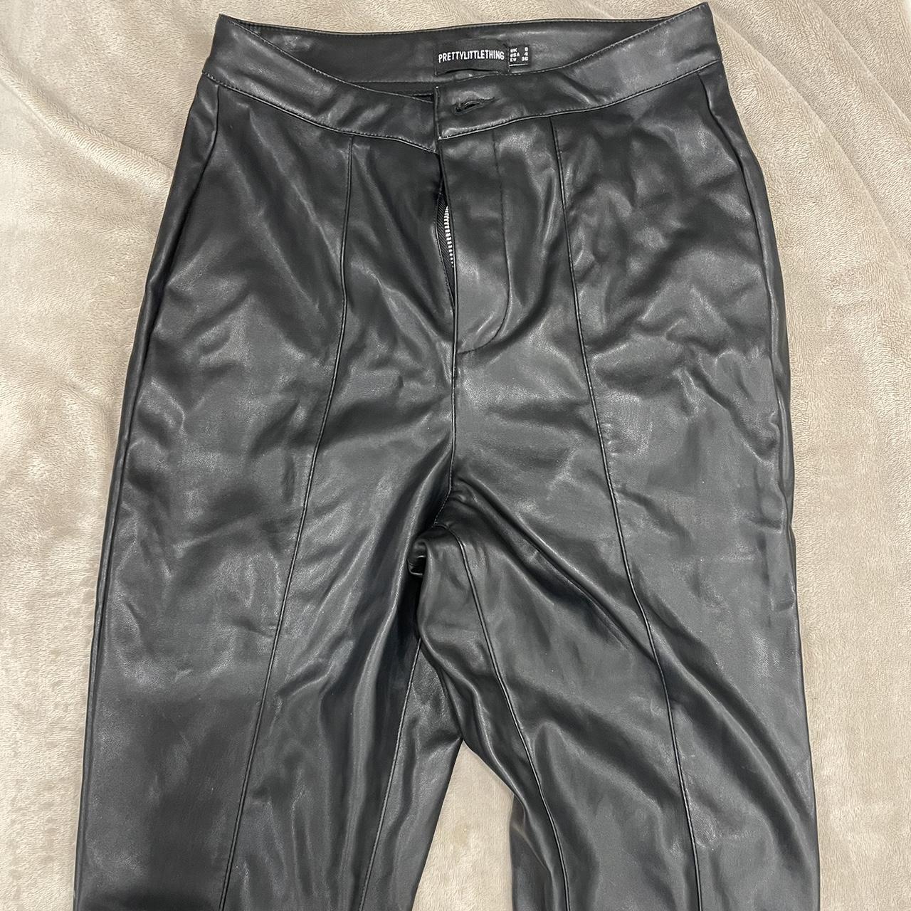 pretty little thing black faux leather leggings - Depop