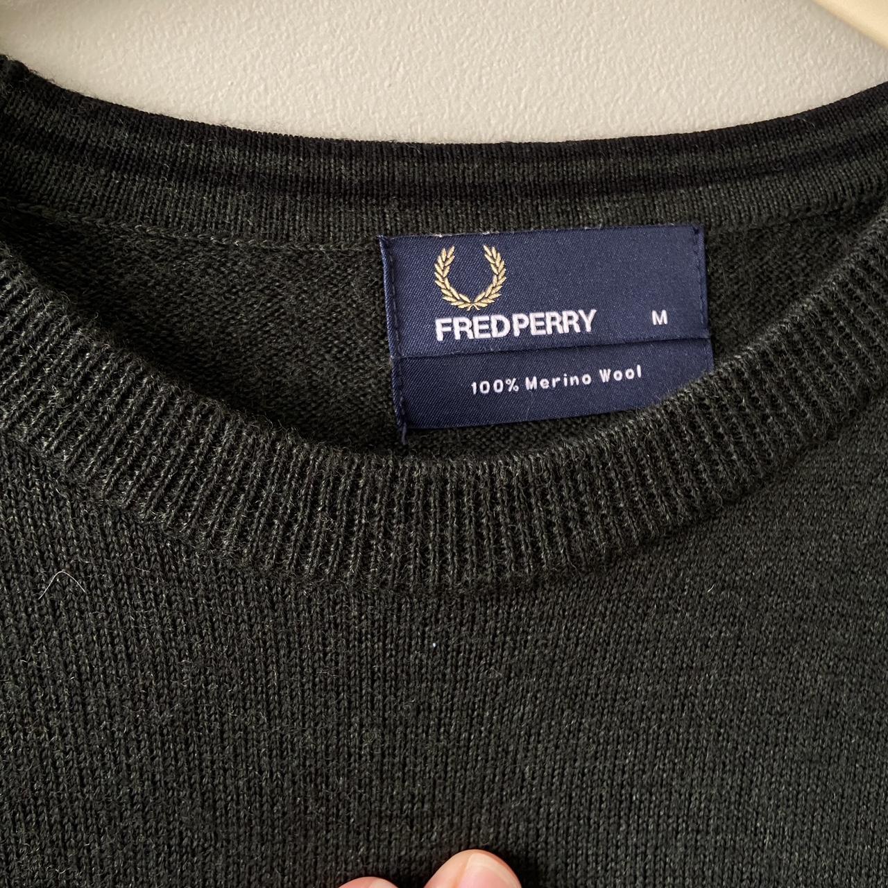 Fred Perry 100% Merino wool dark forest green... - Depop